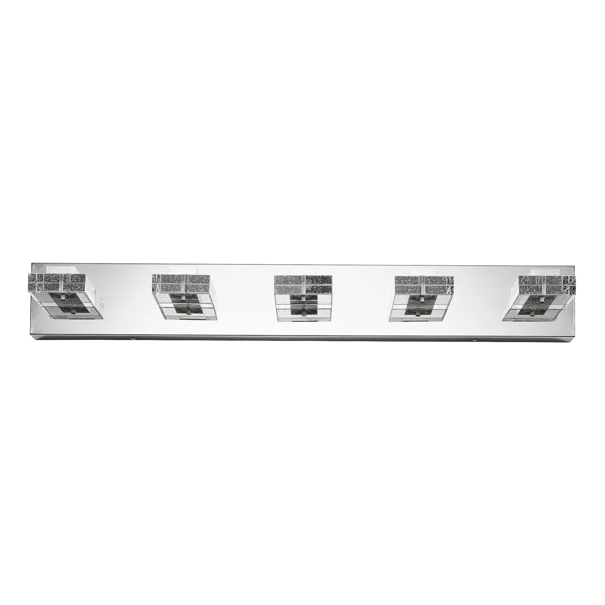 Ship in USA,31" Modern Chrome 5-Light LED Vanity Light,Square Acrylic Lampshades Wall Mount Fixture for Bathroom,Mirror Lighting