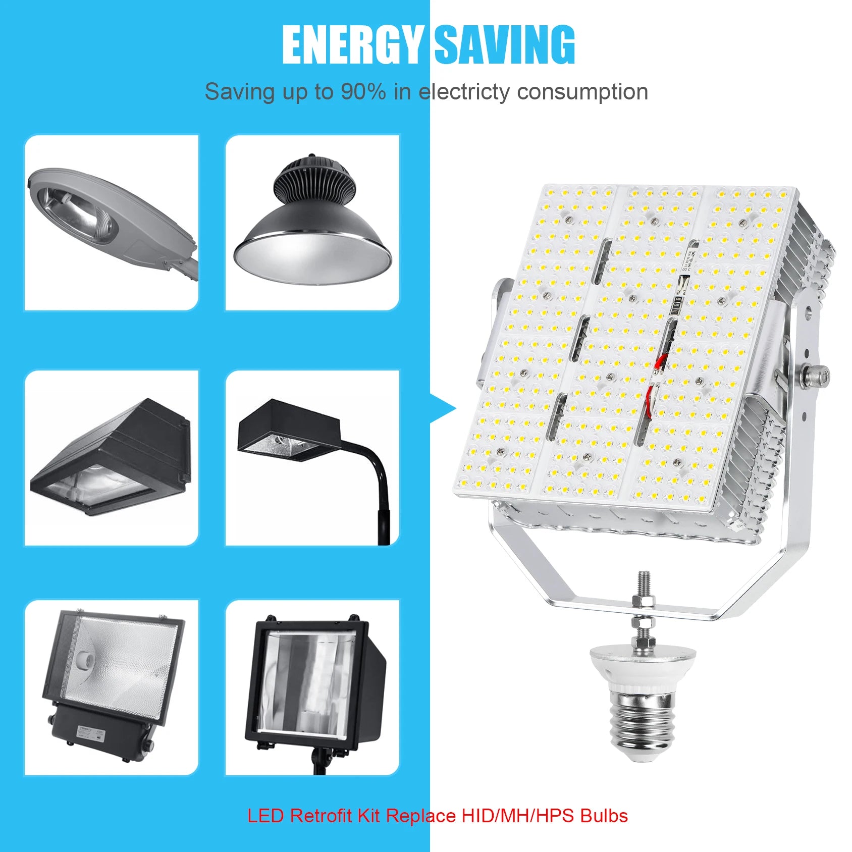 UL DLC 240W LED Retrofit Kit 34800Lm E39 Base 100-277V 480V for Parking Lot Area Lighting 1000W MH Equivalent 5 Years Warranty