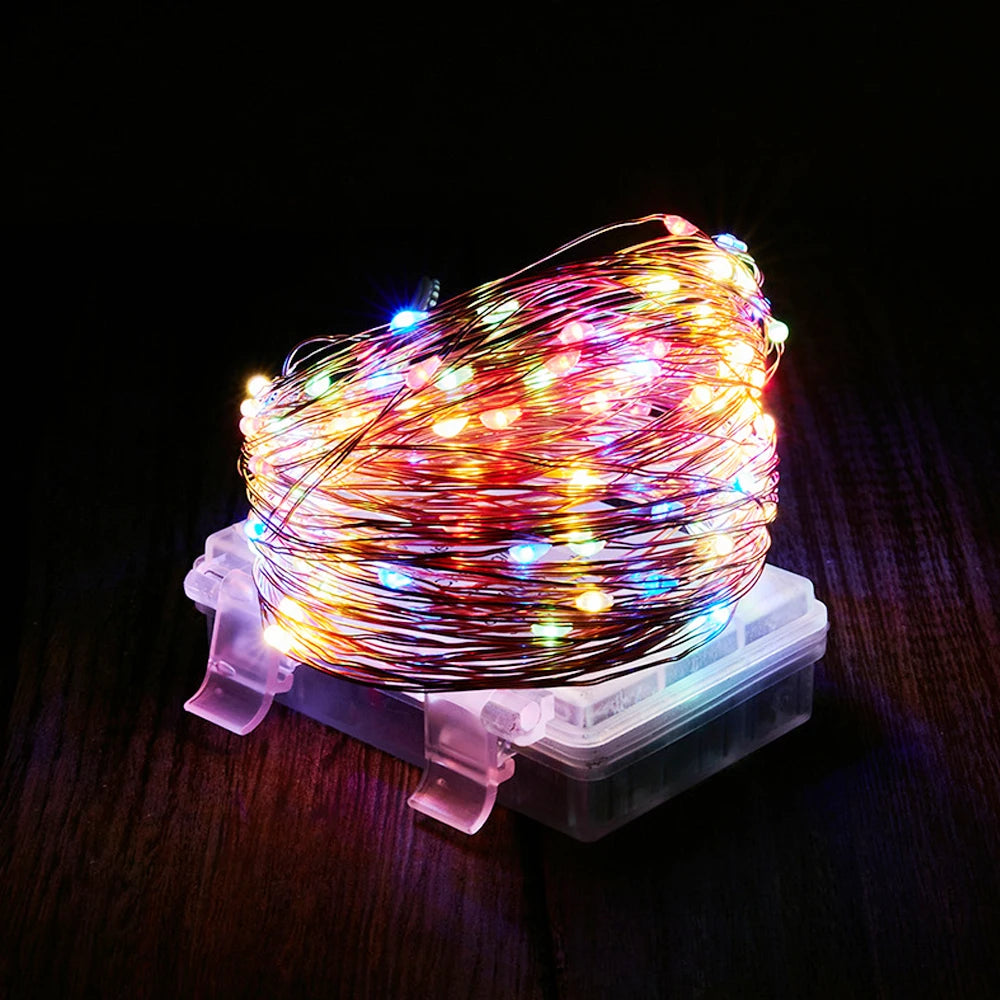 DC4.5V LED Copper Wire Lamp Remote Control 8 Flashing Mode Battery Box Copper Wire String Lights Christmas Decoration Lights