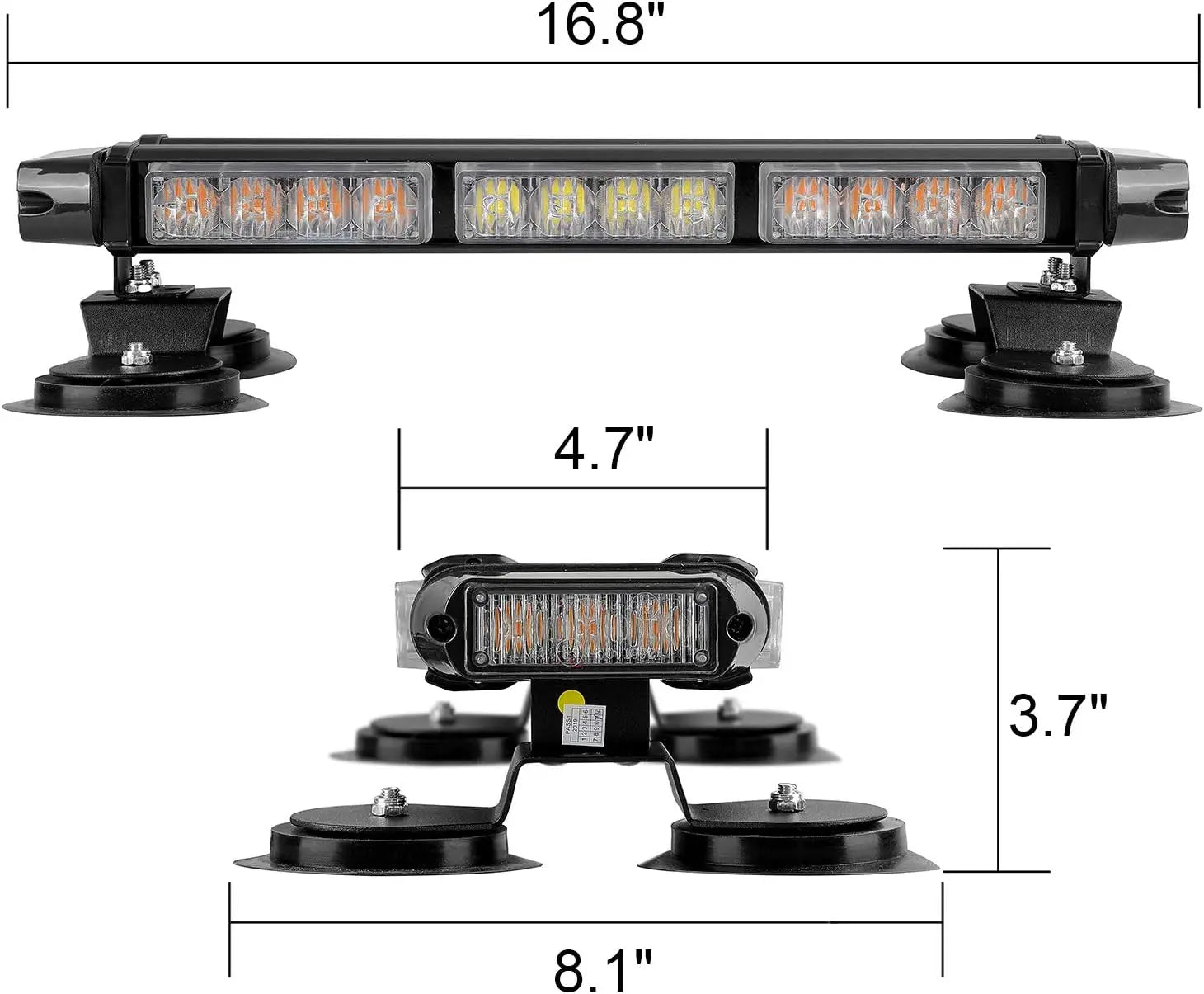 16.8 Inch LED Light Bar High Intensity Emergency Hazard Warning Beacon Lights 26 Flashing Modes Magnetic Base for Car-New