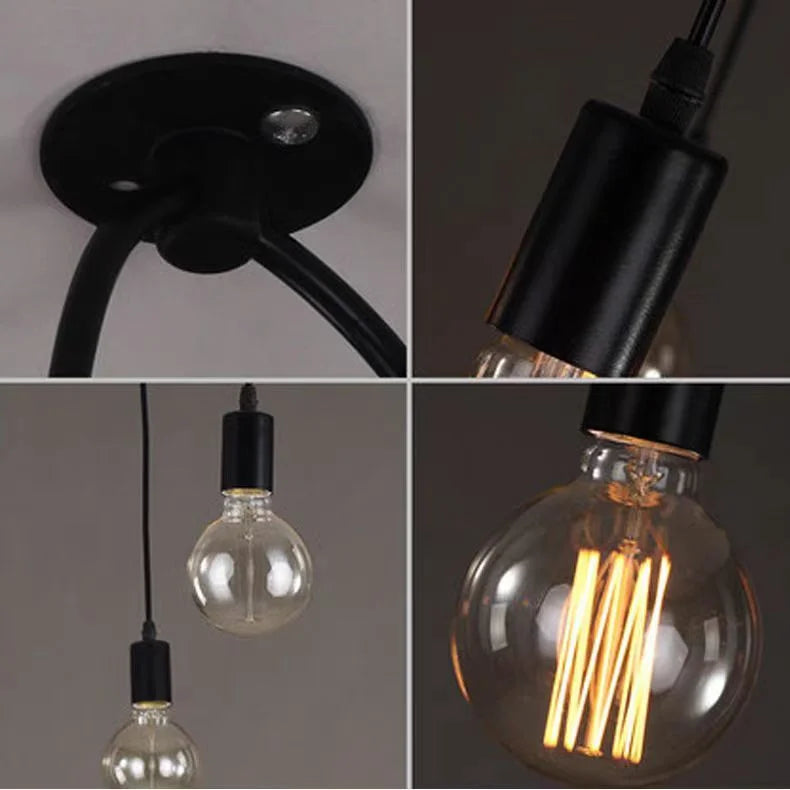 Industrial Retro Black Spider Chandelier Multi-Head Pendant Light with Adjustable Arms Ceiling Light for Living Bedroom Kitchen