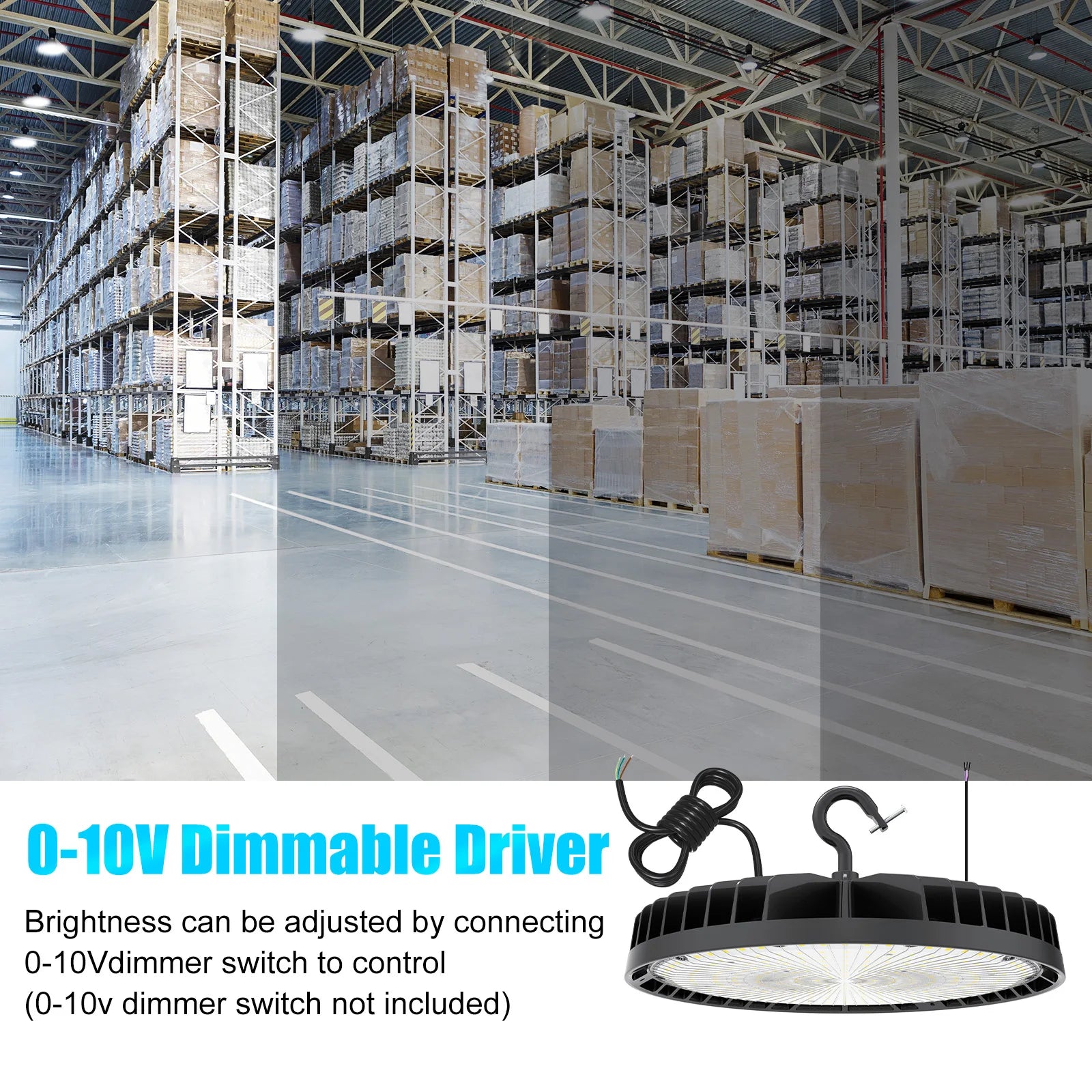 Warehouse Light 100W-320W UFO LED High Bay Light Industrial Warehouse Adjustable CCT IP65 Rating Delivery From USA