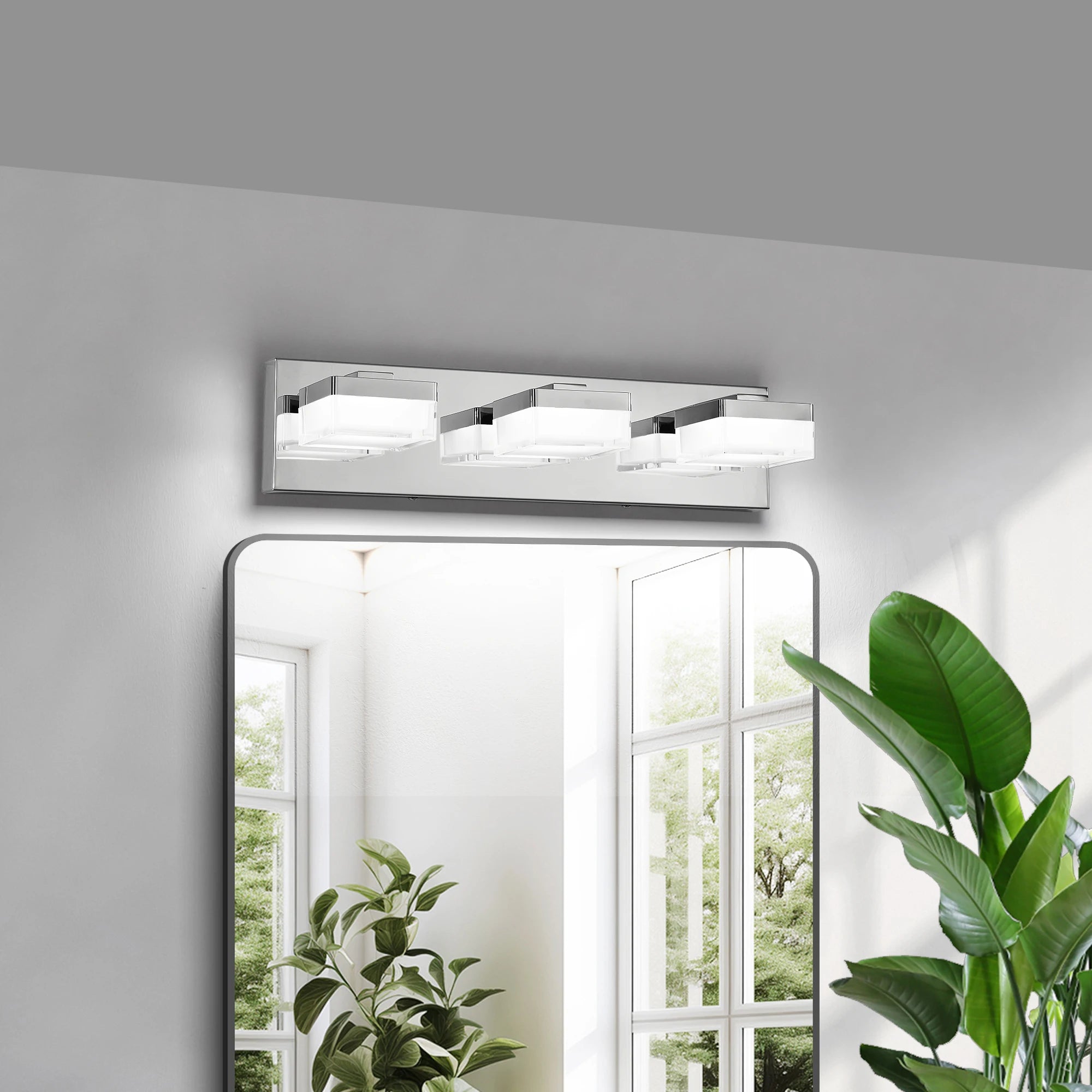 Ship in USA,Modern Chrome LED Vanity Light,3-Lights Wall Sconce for Bathroom and Mirror,Sleek Minimalist Design,Energy-Efficient