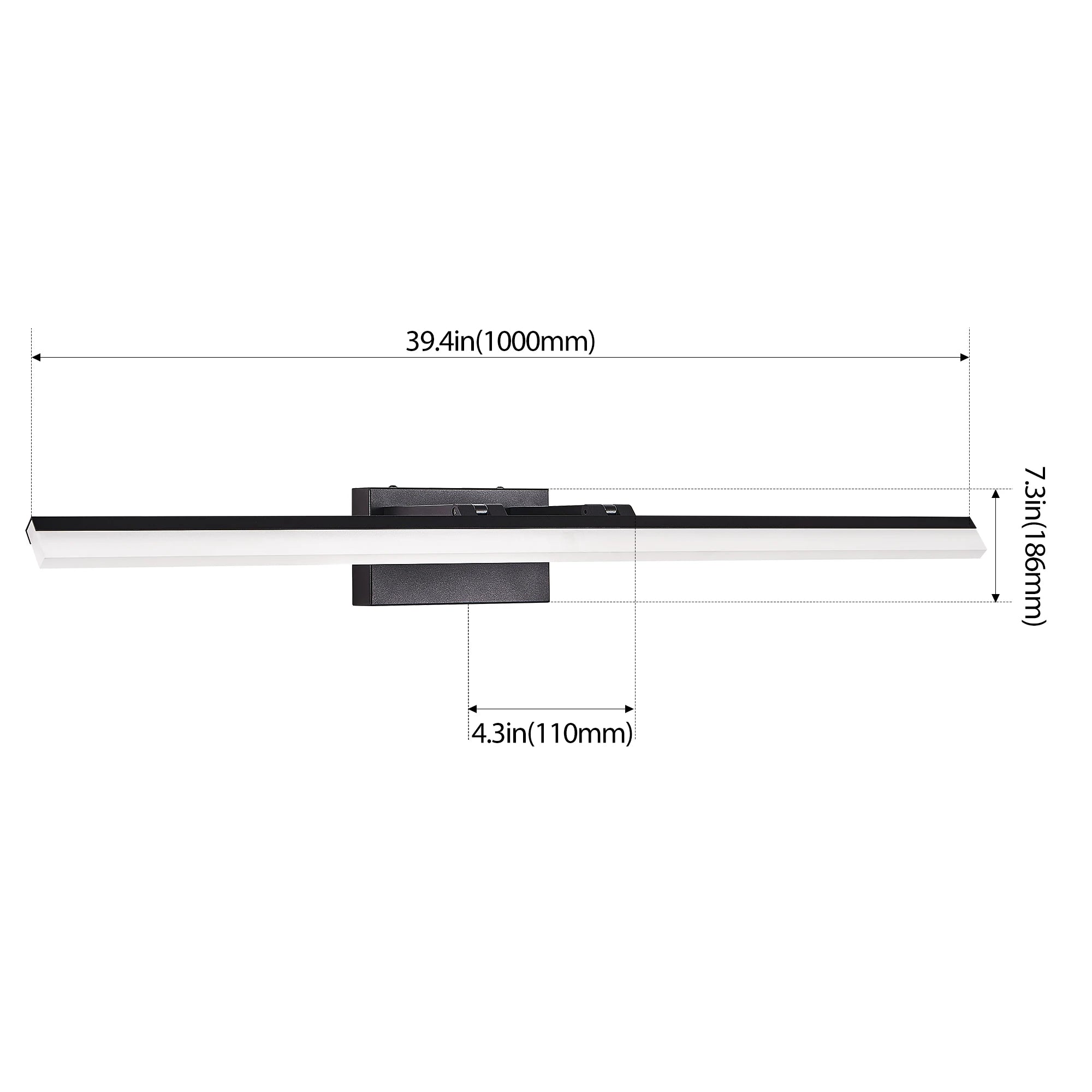 Ship in USA,43 Inch Modern LED Bathroom Vanity Light,Sleek Black Metal Wall Light for Mirror, Dressing Room or Sink Area