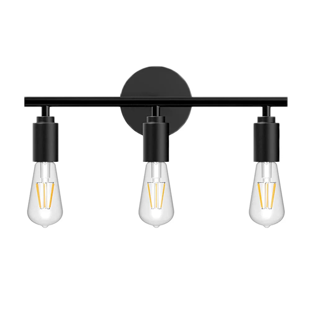 Modern Matte Black LED Bathroom Vanity Light with Clear Glass Shade Wall Sconce Lighting Fixture for Mirror Bedroom Living Room