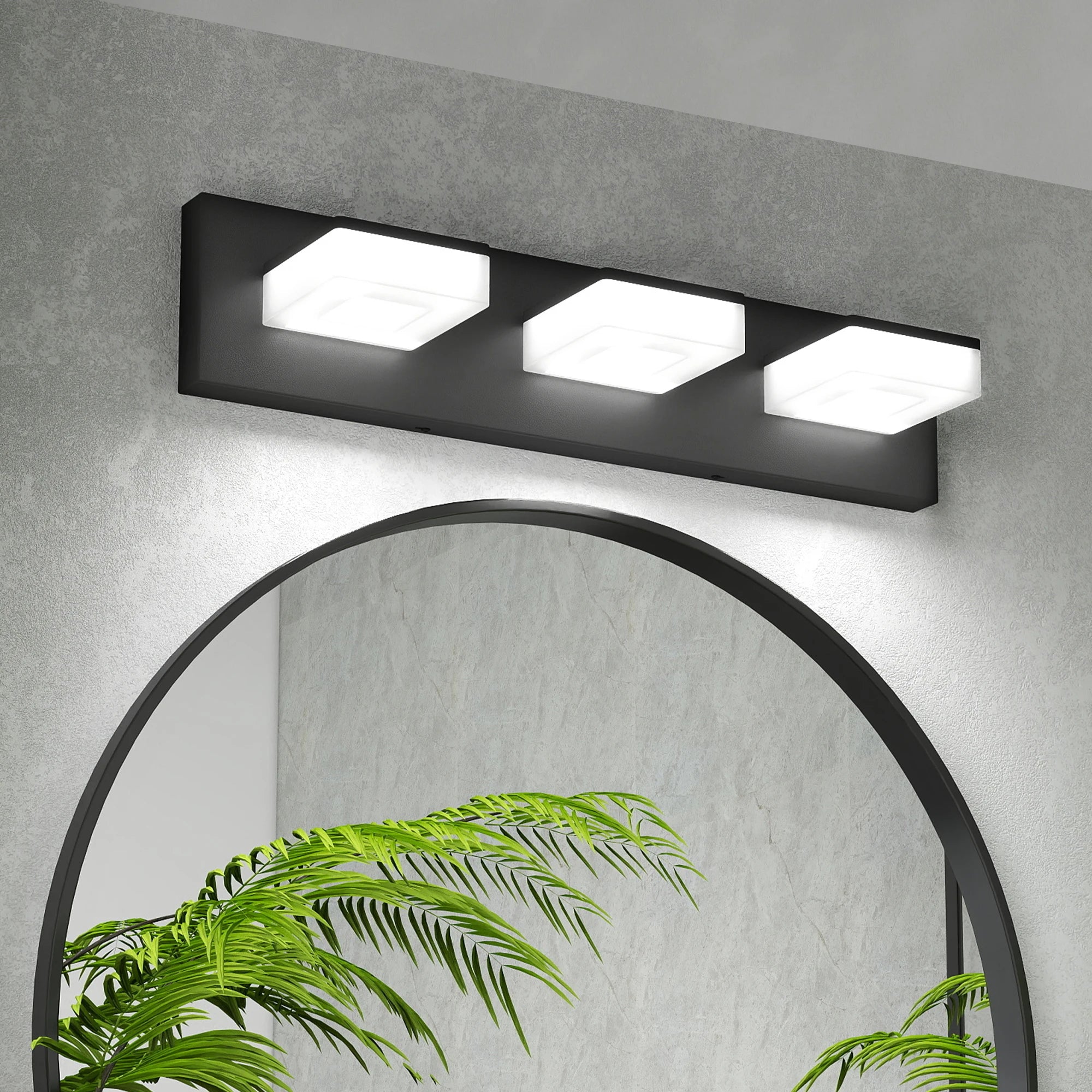 Ship From USA,LED Modern Bathroom Vanity Light Fixtures (3-Light, 20-Inch), Matte Black Modern Acrylic Bathroom Wall Lighting