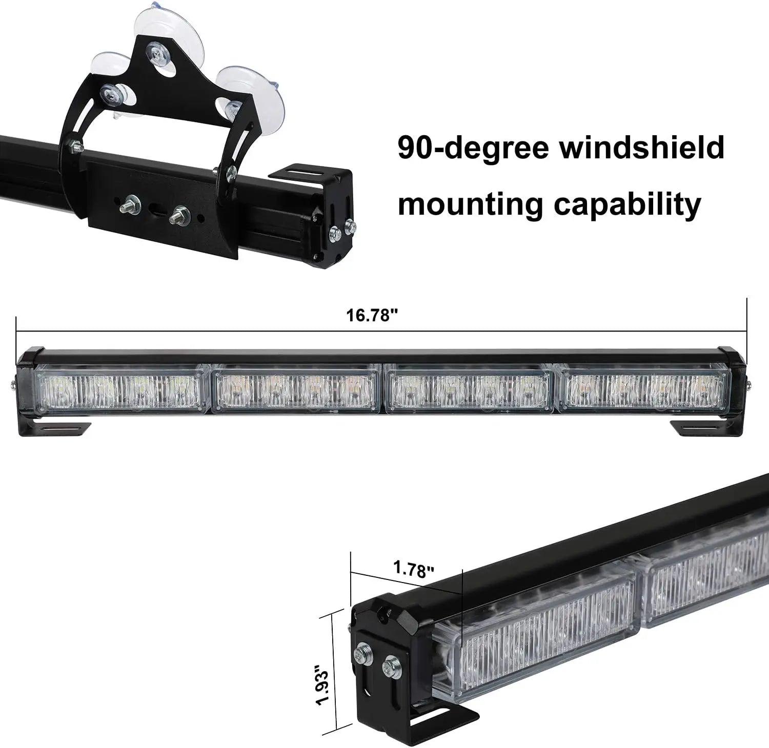 16.8-Inch Light Bar 32LED 26 Flash Patterns Emergency Flashing Traffic Advisor for Interior Safety New Condition Amber/Green