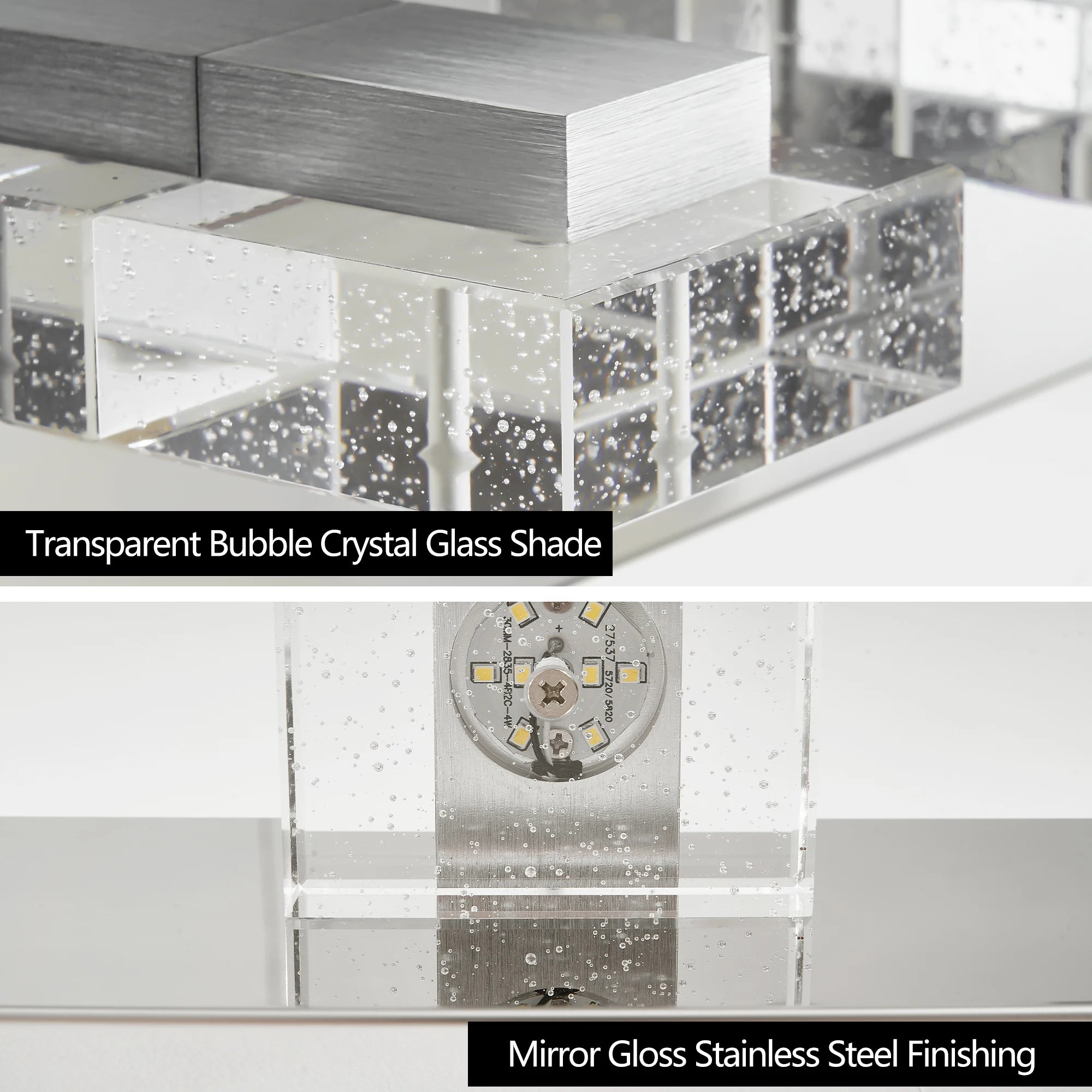 Ship in USA,31" Modern Chrome 5-Light LED Vanity Light,Square Acrylic Lampshades Wall Mount Fixture for Bathroom,Mirror Lighting