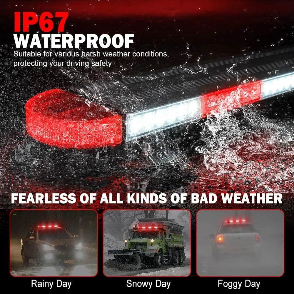 31 Inch Low Profile Rooftop Emergency Strobe Light Bar Full Aluminum 12V 1200 Lumens 130W Flashing Safety Warning for Car