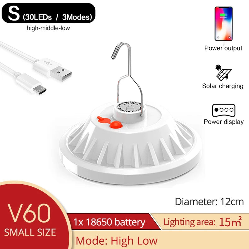 300W Rechargeable LED Bulb Lamp Remote Control Solar Charge Lantern Portable Emergency Night Market Light Outdoor Camping Home