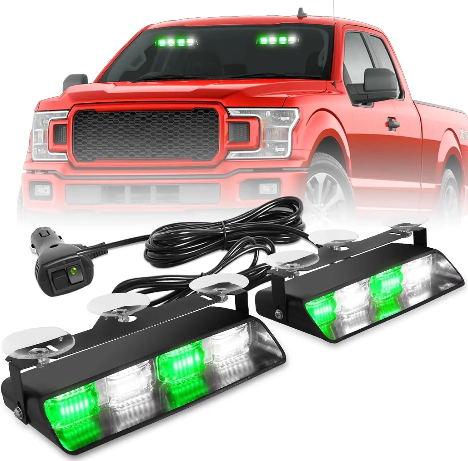 2x8.5 Inch 48LED Emergency Dash Strobe Lights Amber Safety Flashing Warning Lights for Trucks Construction Vehicles