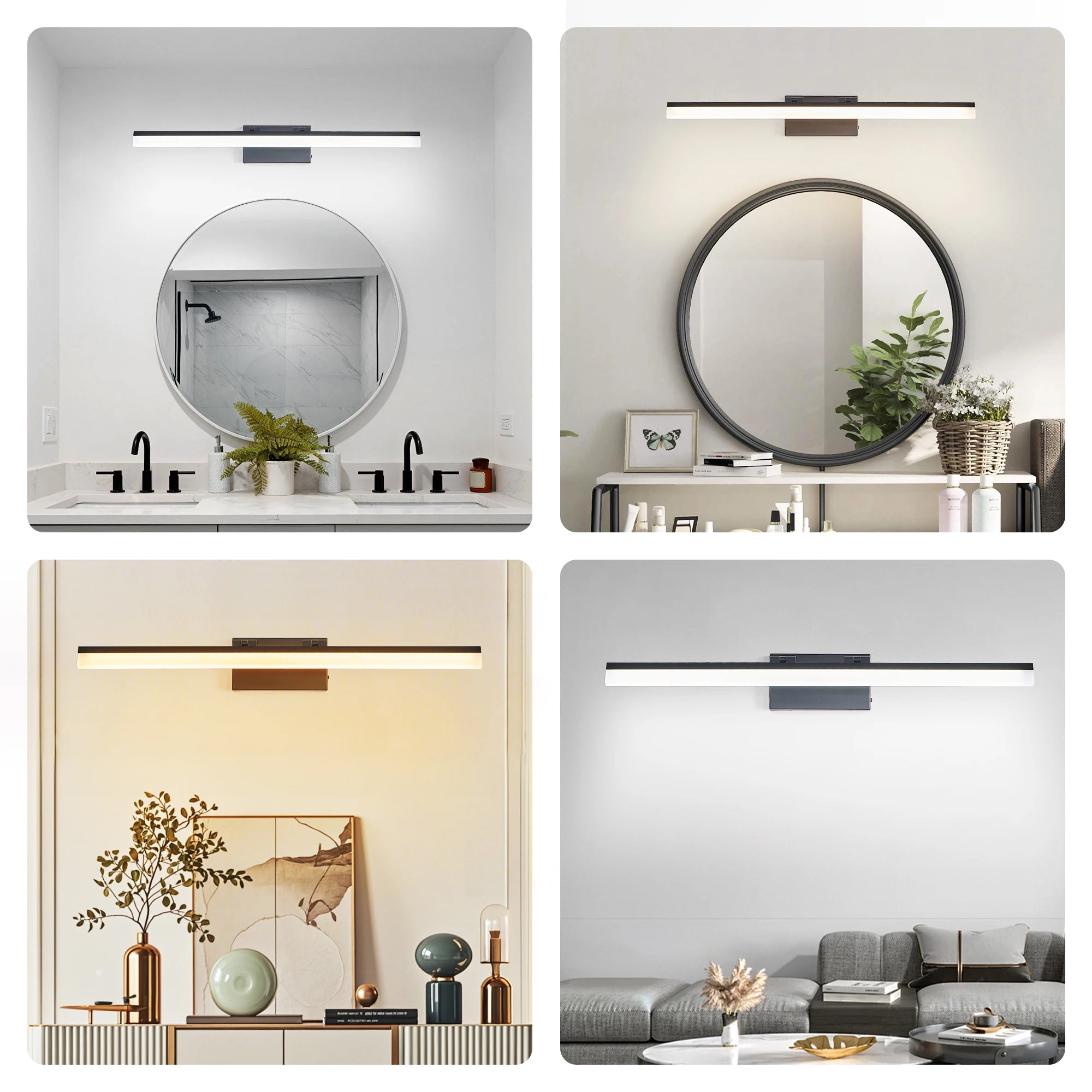 Ship in USA,43 Inch Modern LED Bathroom Vanity Light,Sleek Black Metal Wall Light for Mirror, Dressing Room or Sink Area