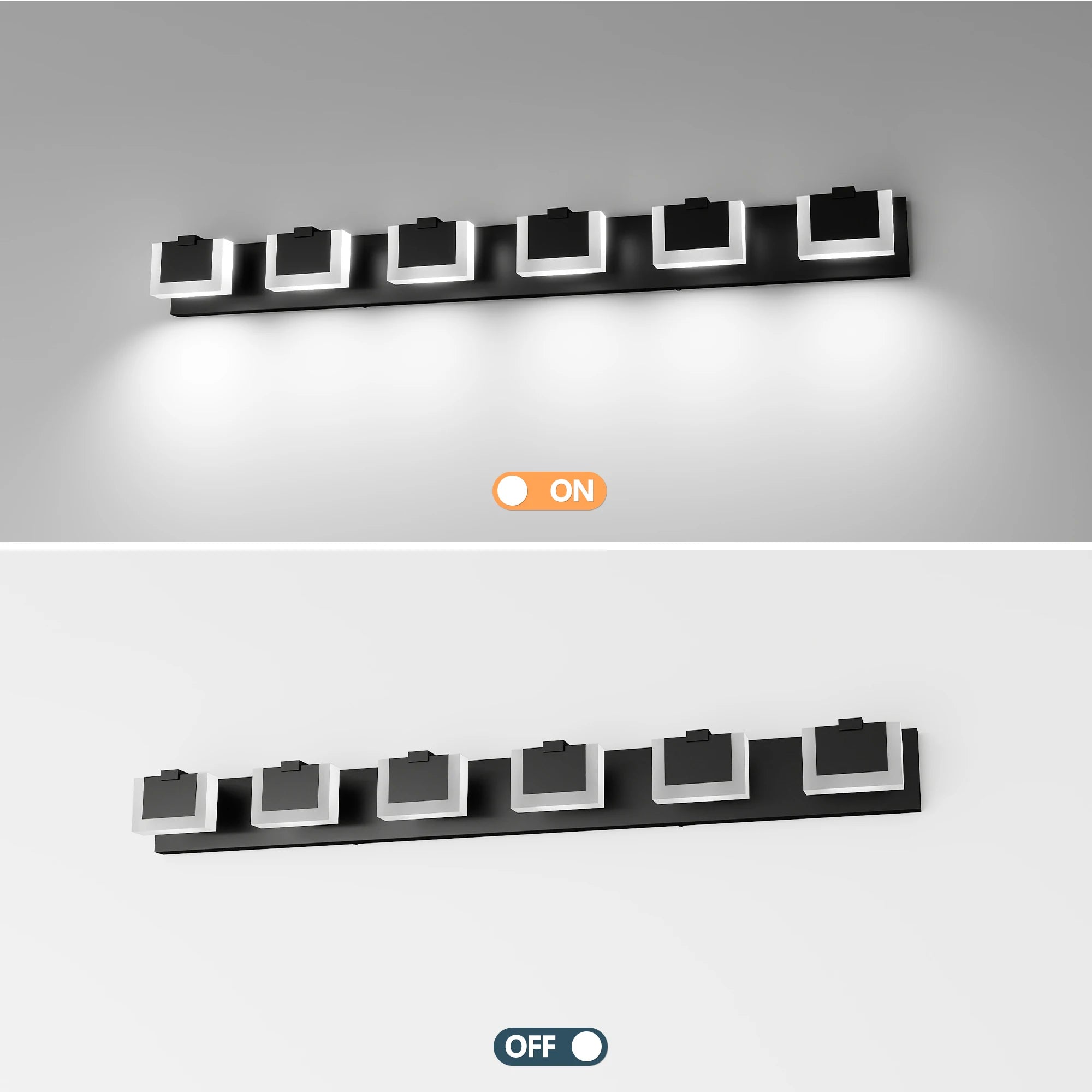 Ship in USA,LED Black Modern Vanity Light 6 Light Matte Black Bathroom Vanity Lights Acrylic Bathroom Vanity Lights Fixtures