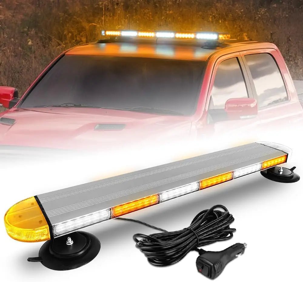 31 Inch Low Profile Rooftop Emergency Strobe Light Bar Full Aluminum 12V 1200 Lumens 130W Flashing Safety Warning for Car