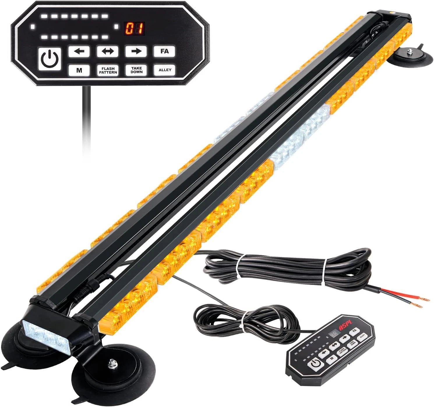 47.1" Emergency Strobe Lights Bar with Control Double Side 86 LED Warning Light with 28 Strong Magnets Traffic Advisor