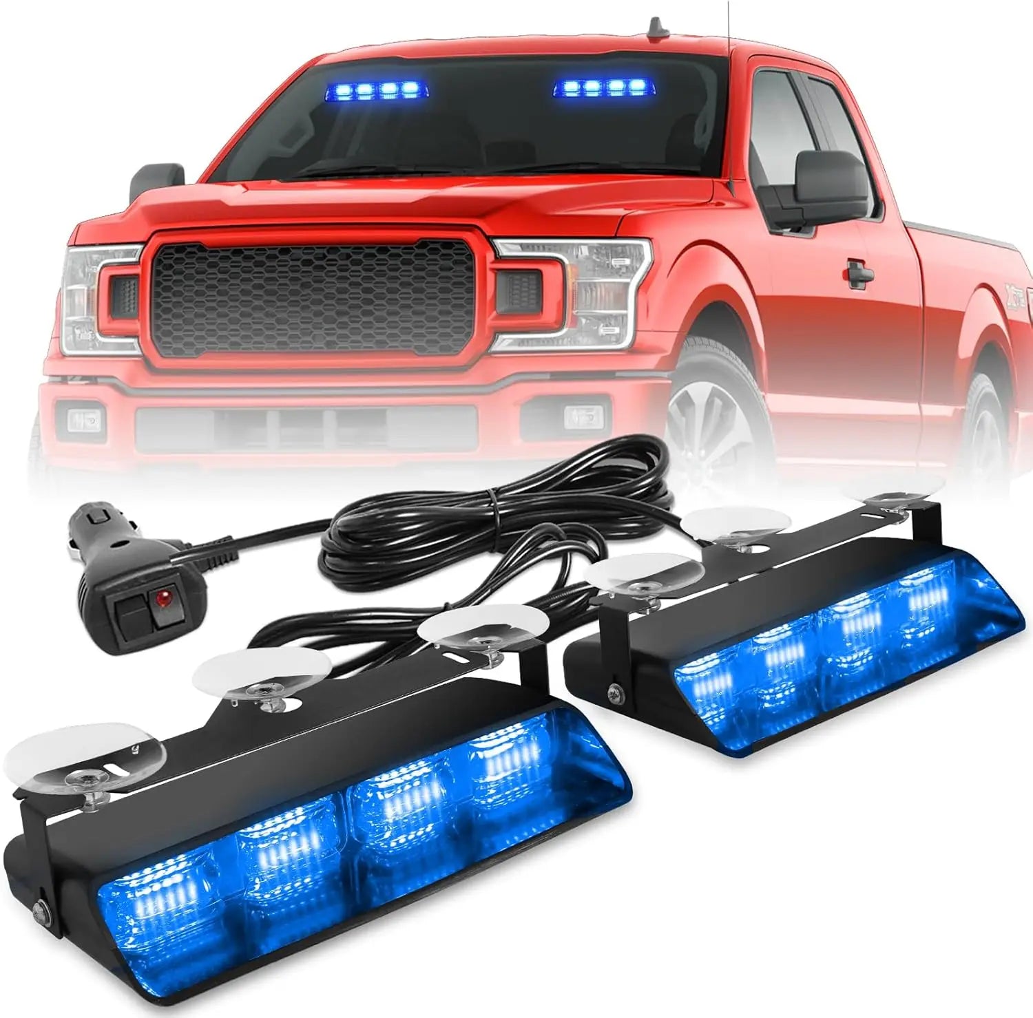 2x8.5 Inch 48LED Emergency Dash Strobe Lights Amber Safety Flashing Warning Lights for Trucks Construction Vehicles