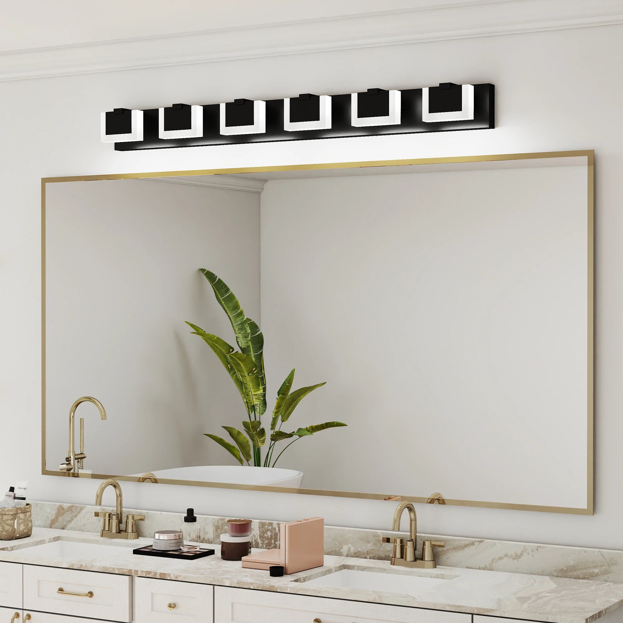 Ship in USA,LED Black Modern Vanity Light 6 Light Matte Black Bathroom Vanity Lights Acrylic Bathroom Vanity Lights Fixtures