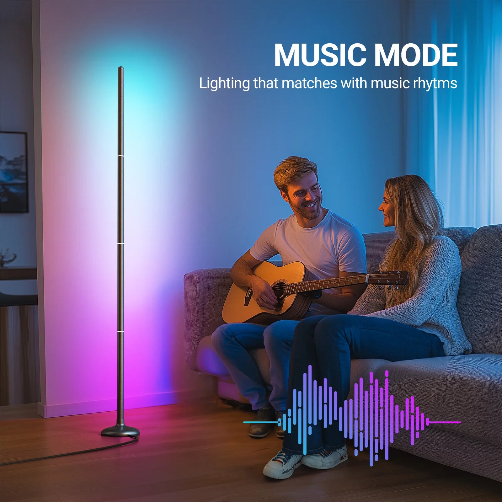 RGBIC Built-in with Segmented Splicing, 5V Low Voltage 10W Energy-Saving, Design for Modern Home Floor Ambient Lighting