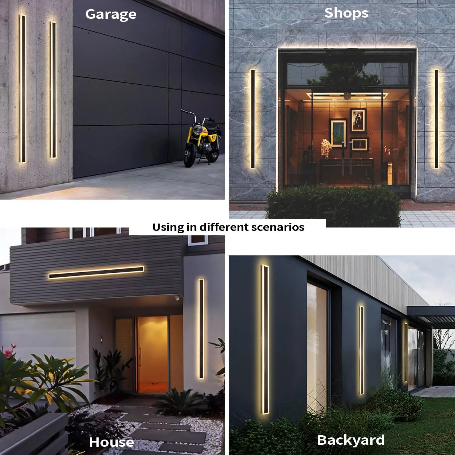 Modern Outdoor Wall Light 3000K-6000K Dimmable Wall Sconces IP65 Waterproof Long Wall Mount Light for Garage Doorway Stairway