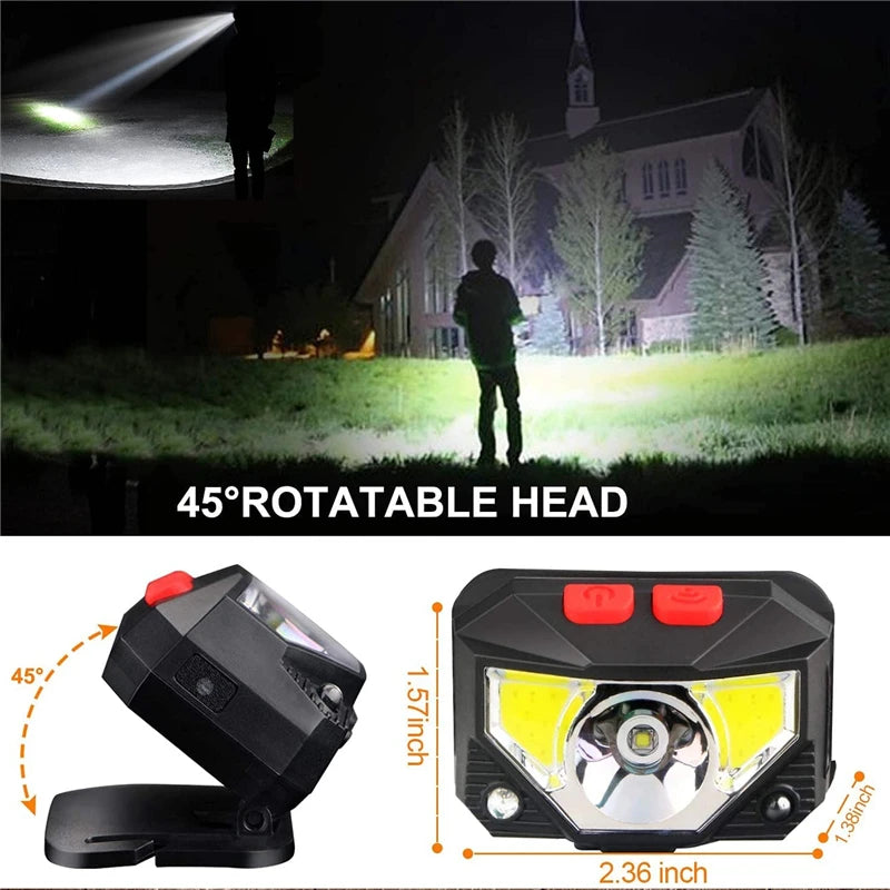 1 Pack Powerful LED Headlight Sensor Head Light USB Rechargeable Headlamp Head Torch Waterproof Flashlights for Camping Hiking