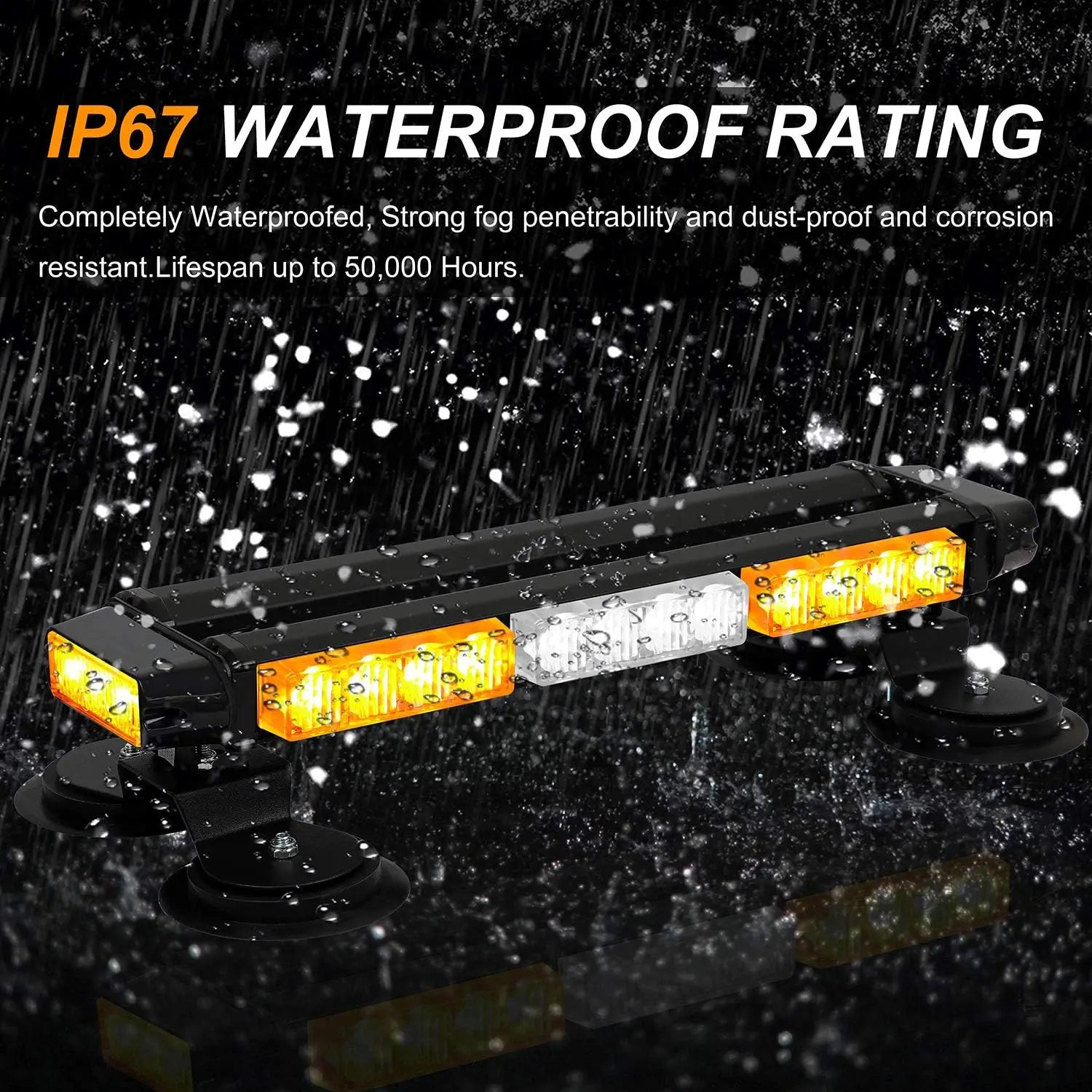 16.8 Inch LED Light Bar High Intensity Emergency Hazard Warning Beacon Lights 26 Flashing Modes Magnetic Base for Car-New