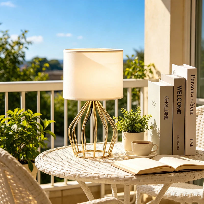 Vintage Metal Table Light Iconic Design Linen Fabric Shade Warm Ambience Desk Lamp for Living Room Bedroom Home Office Hotel