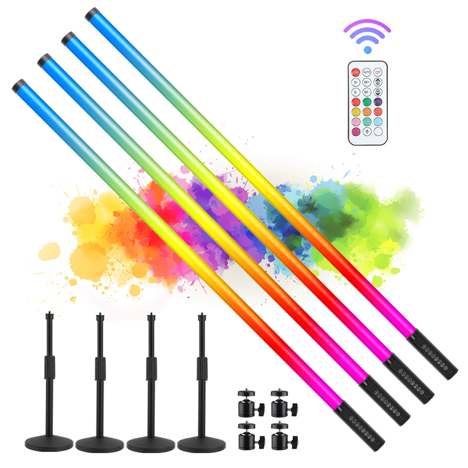 ZDMDRGB 4Pack Shipping From USA 4ft 48000mAh Battery Powered Rgb Led Tube Lights bar Stand for Wedding Dance DJ Stage Lighting