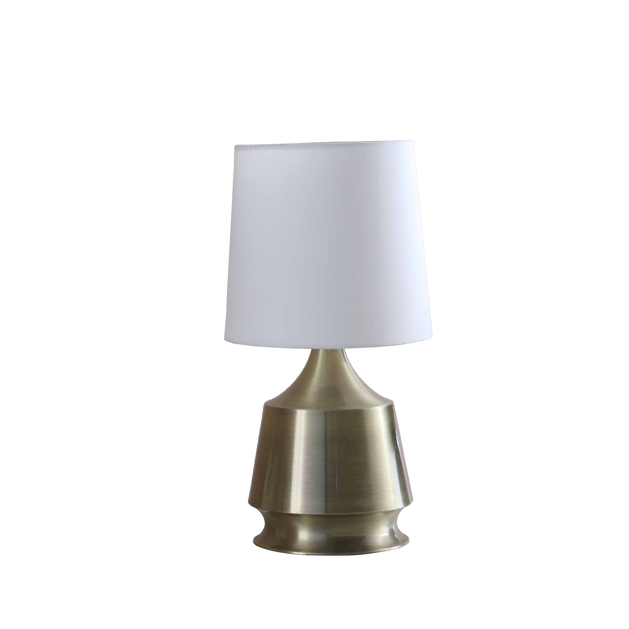 ORE International 14-Inch Table Lamp, Antique Brass, White Shade, 14 x 7.25 x 7.25 Inches