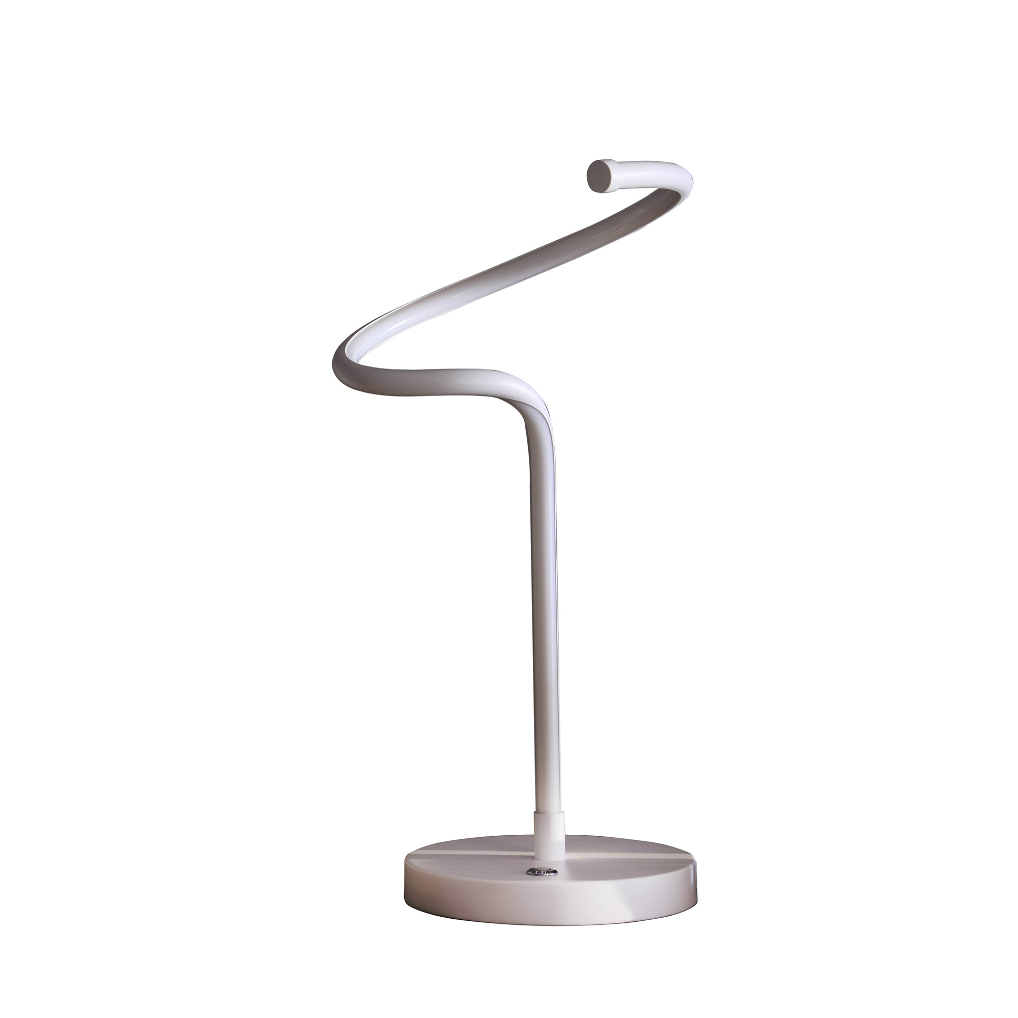 Ore International 19-Inch Led Matte White Curvilinear S-Curve Spiral Tube Led Table Lamp