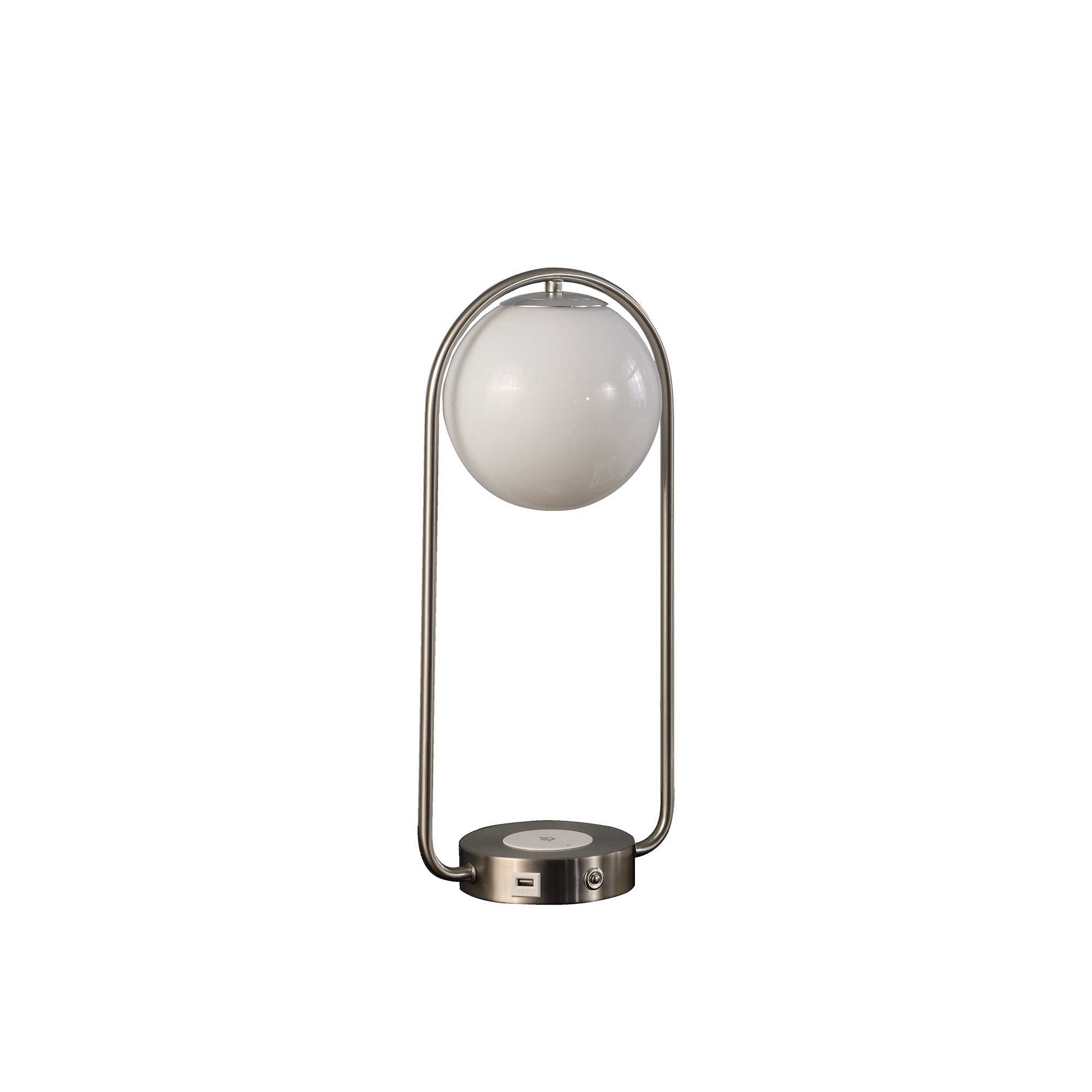 ORE International Retro Table Lamp with Charging Station, USB Port, 19.25-Inch, Silver