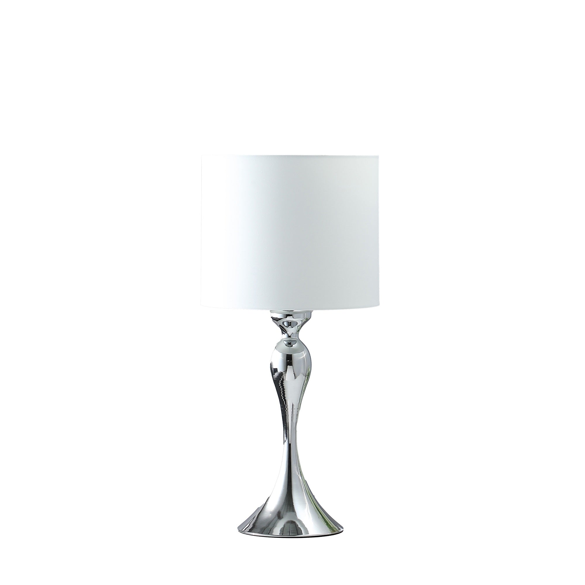 ORE International 24.5in Modern Candlestick Table Lamp, Dark Silver Chrome, Model HBL2682, 12inL x 12inW x 24.5inH