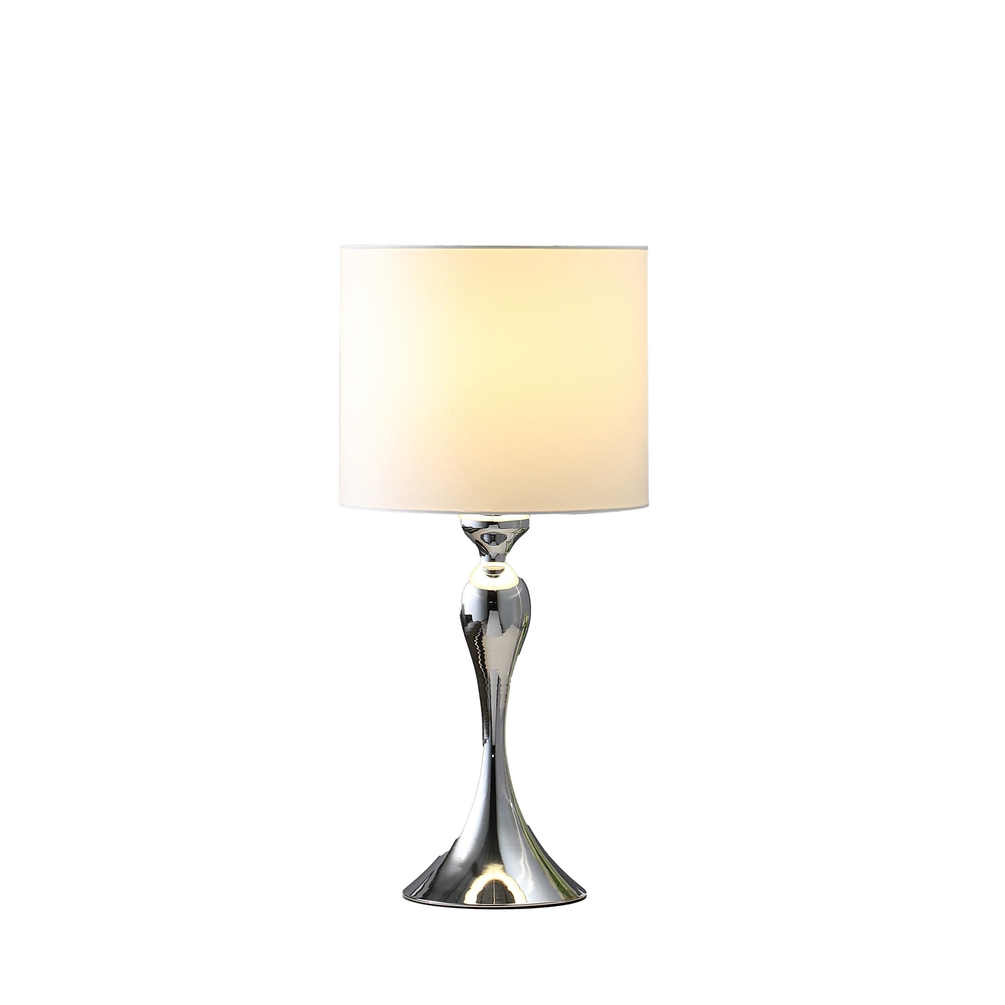 ORE International 24.5in Modern Candlestick Table Lamp, Dark Silver Chrome, Model HBL2682, 12inL x 12inW x 24.5inH
