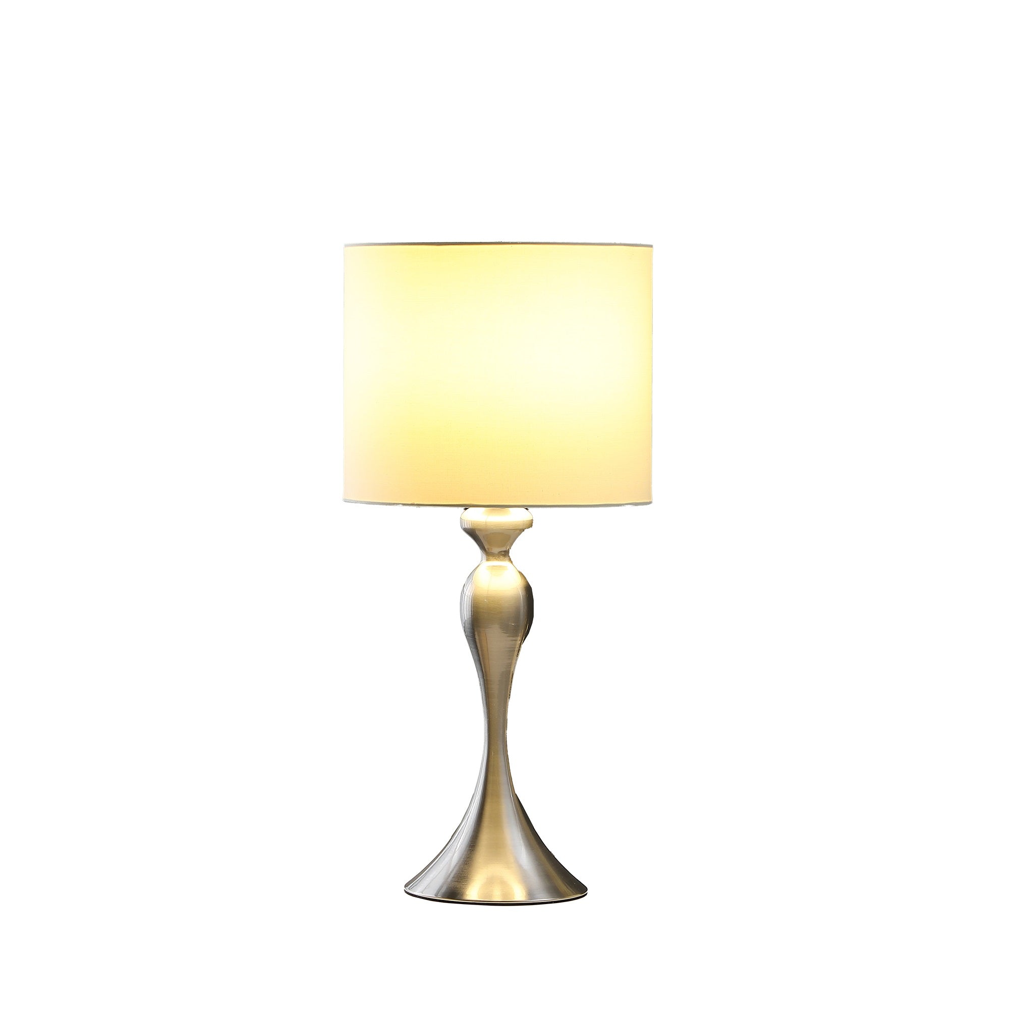 ORE International 24.5in Brushed Silver Metal Table Lamp, Dark Silver Chrome, Model HBL2684, 12inL x 12inW x 24.5inH