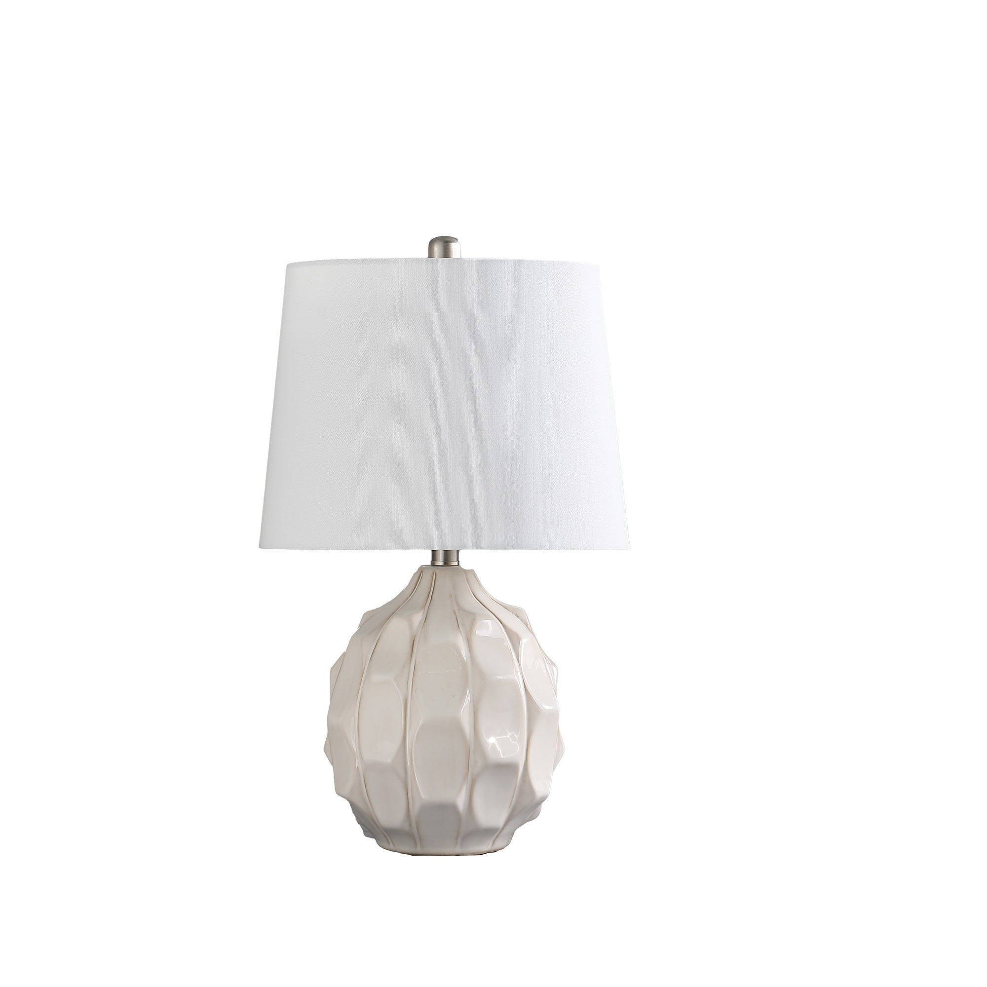 Ore International 21.75&quot; In Coastal Seaside Cream/Taupe Trim Cascade Scallop Ceramic Table Lamp