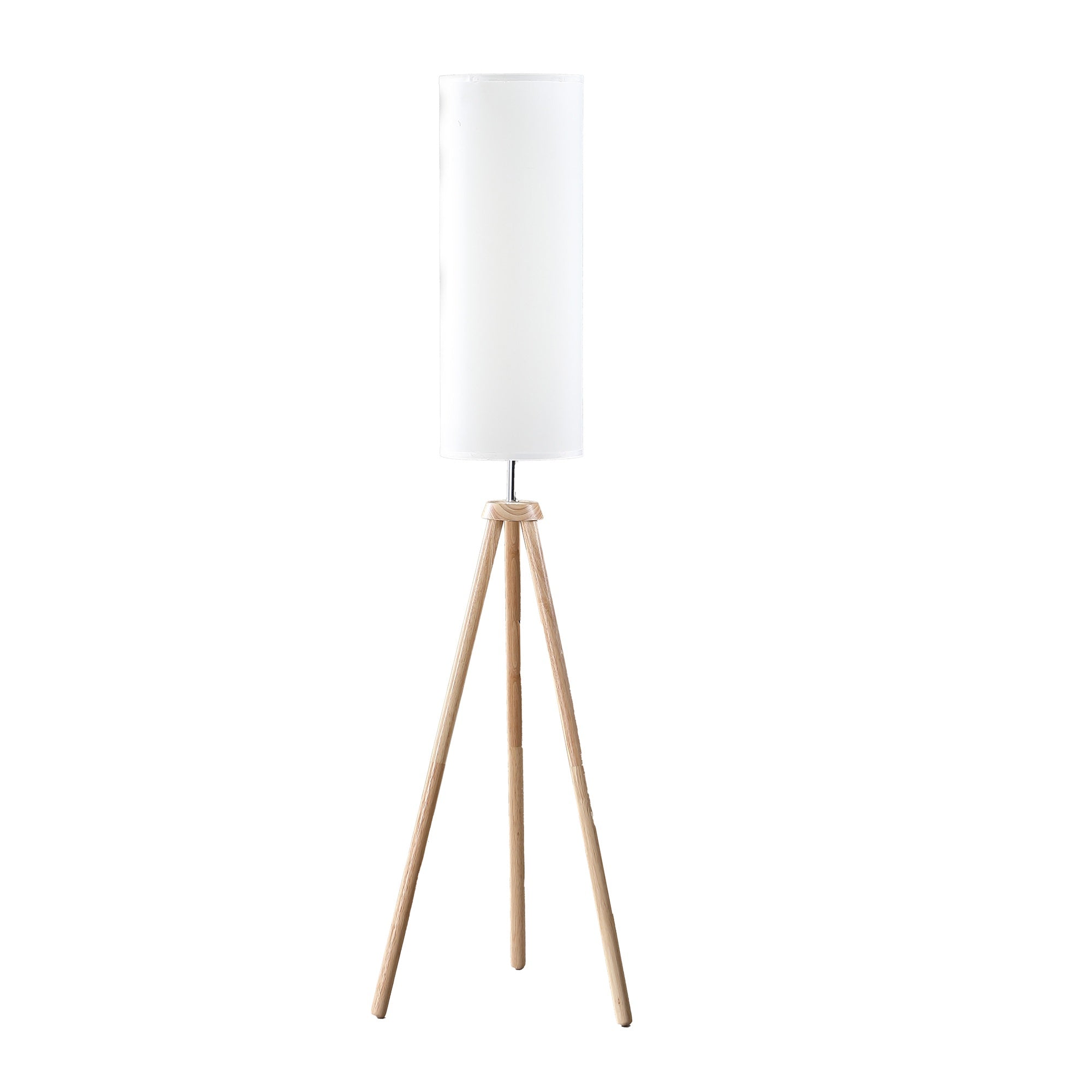 ORE International 58.5in Lauren Modern Tripod Floor Lamp, Natural, Porcelain/Cast Iron/Metal/Wood, 18inL x 18inW x 58inH