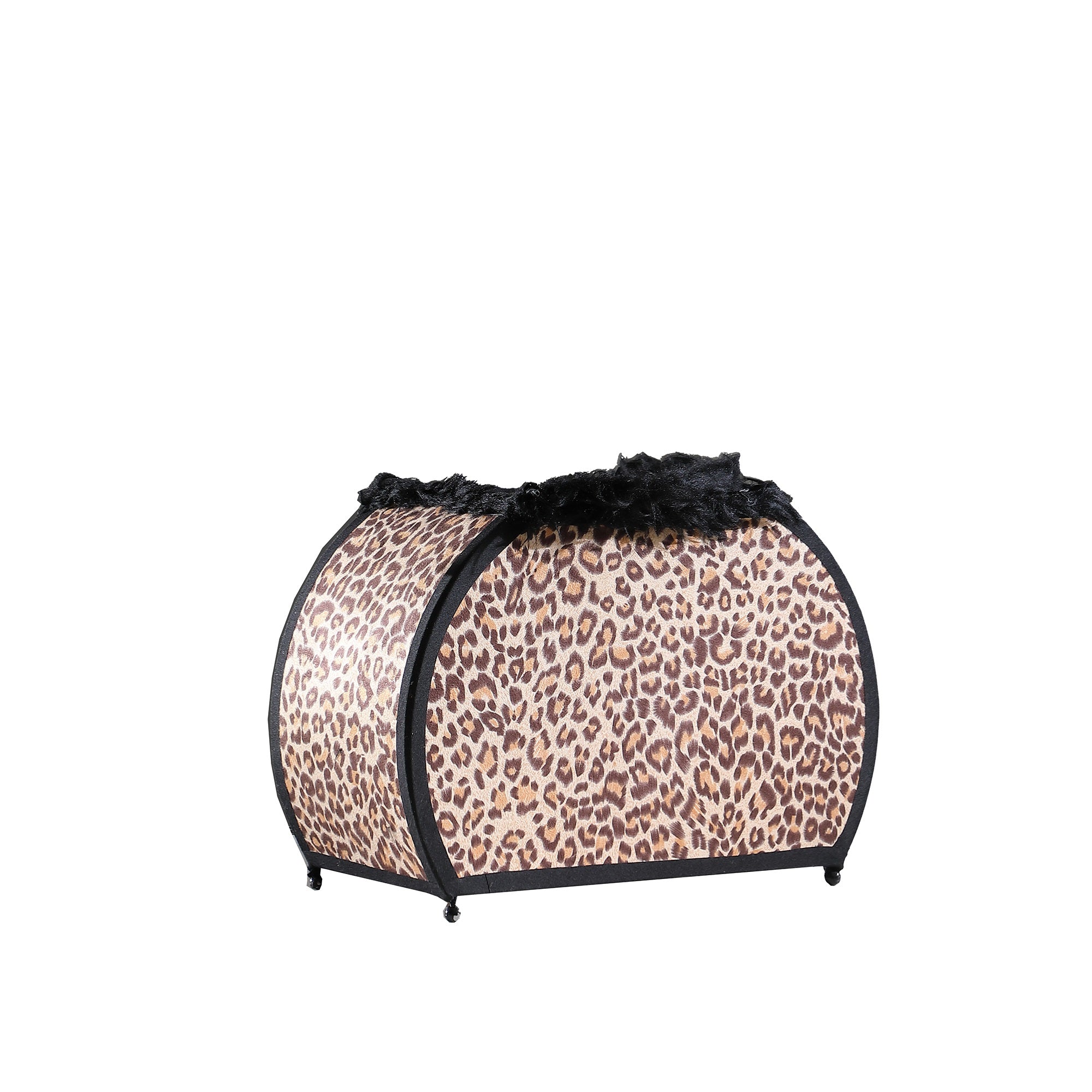 ORE International Table Lamp, Leopard Print, Black Faux Handle, 11.75in Height, Model HBL2722, 12inL x 5inW x 11.75inH
