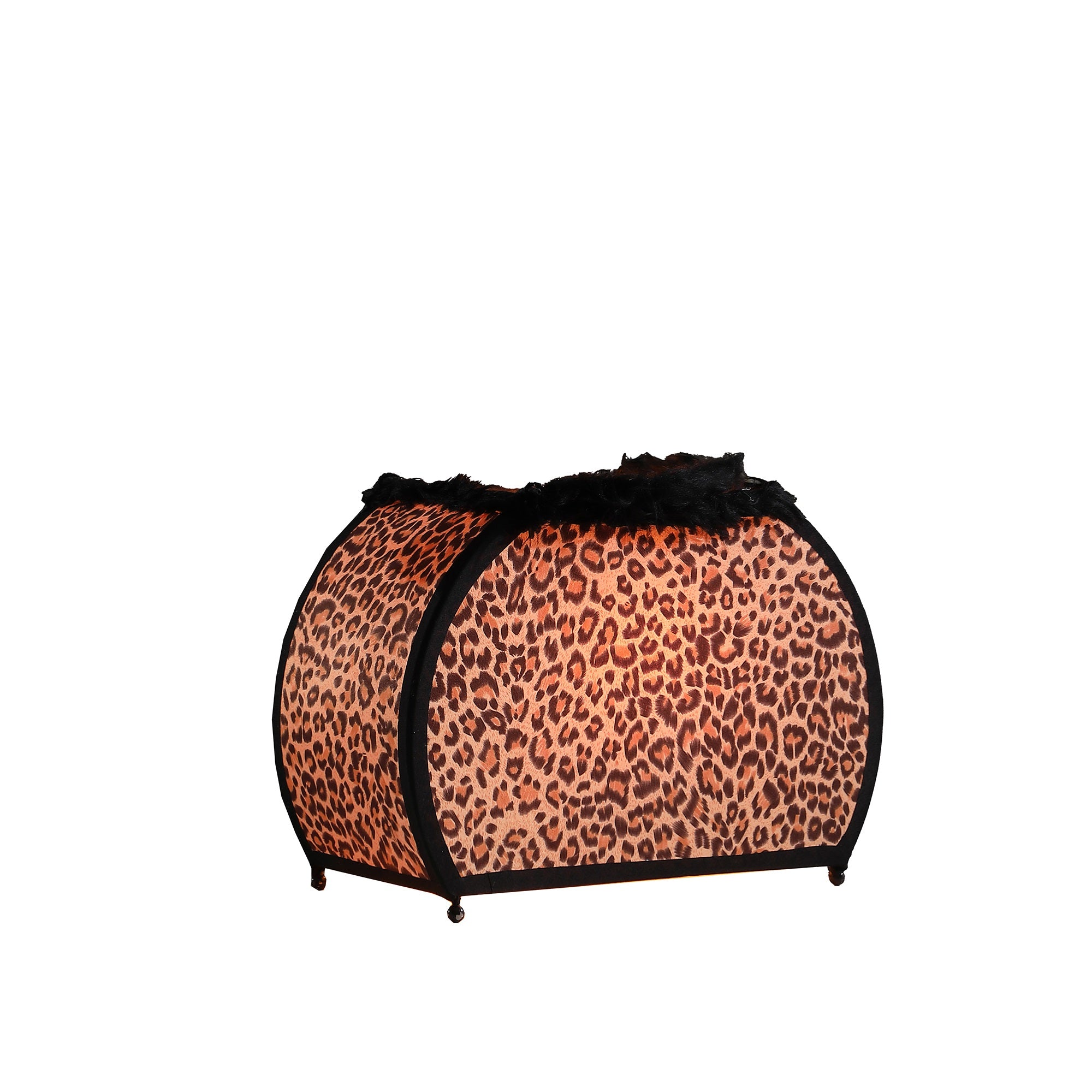 ORE International Table Lamp, Leopard Print, Black Faux Handle, 11.75in Height, Model HBL2722, 12inL x 5inW x 11.75inH