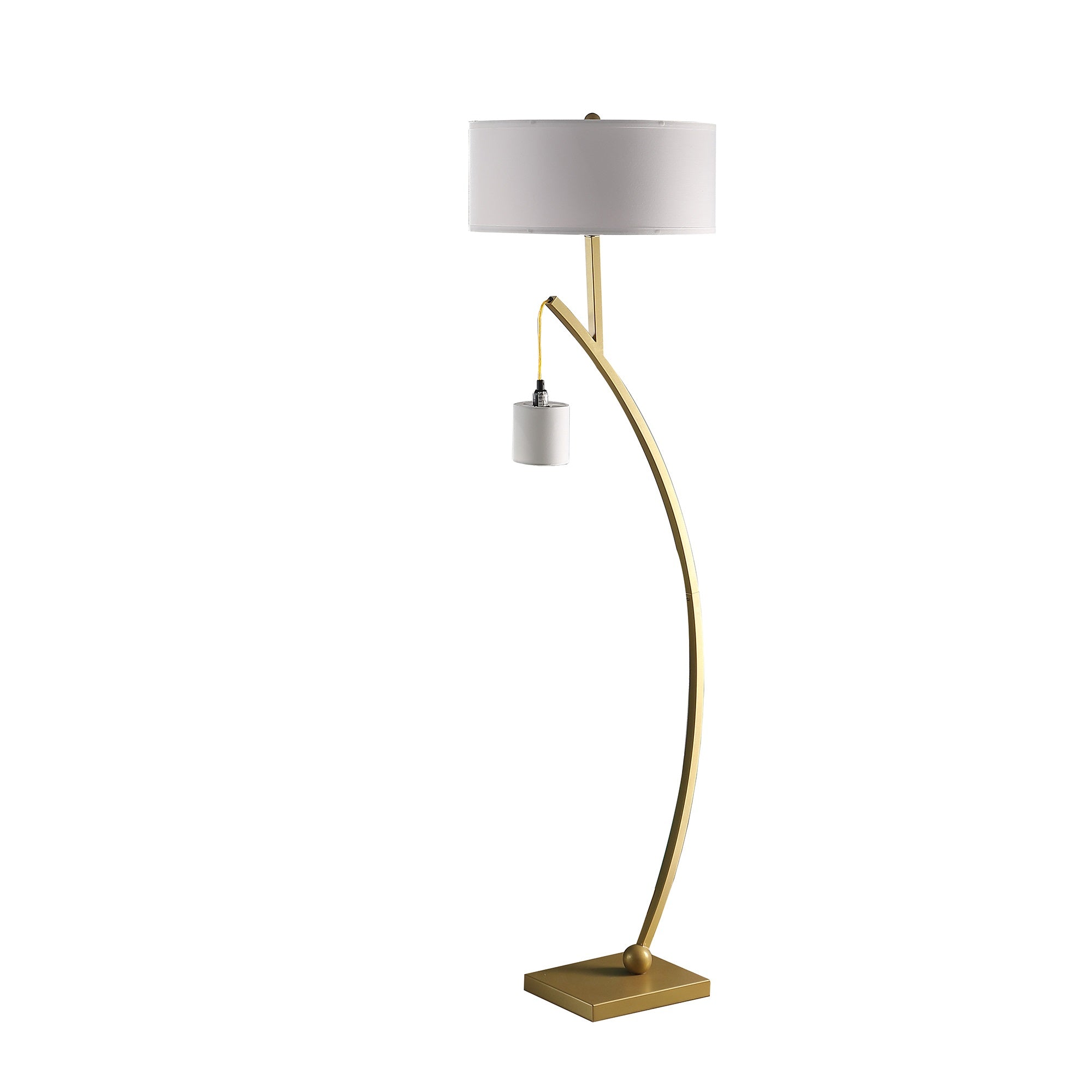 59inch In Contemporary Dual Gold Arc with Hanging Pendelum Lamp Metal Floor Lamp