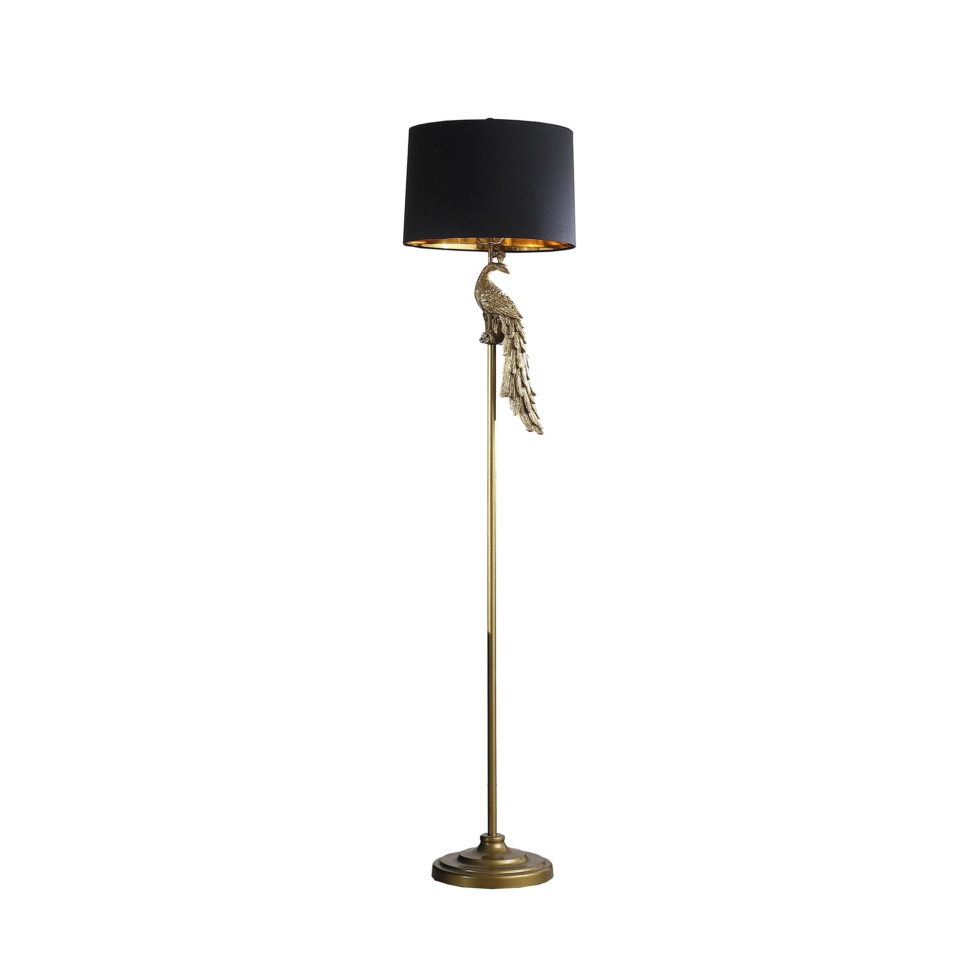 64.5inch In Modern Elegance Golden Peacock On A Pedestal Polyresin Floor Lamp