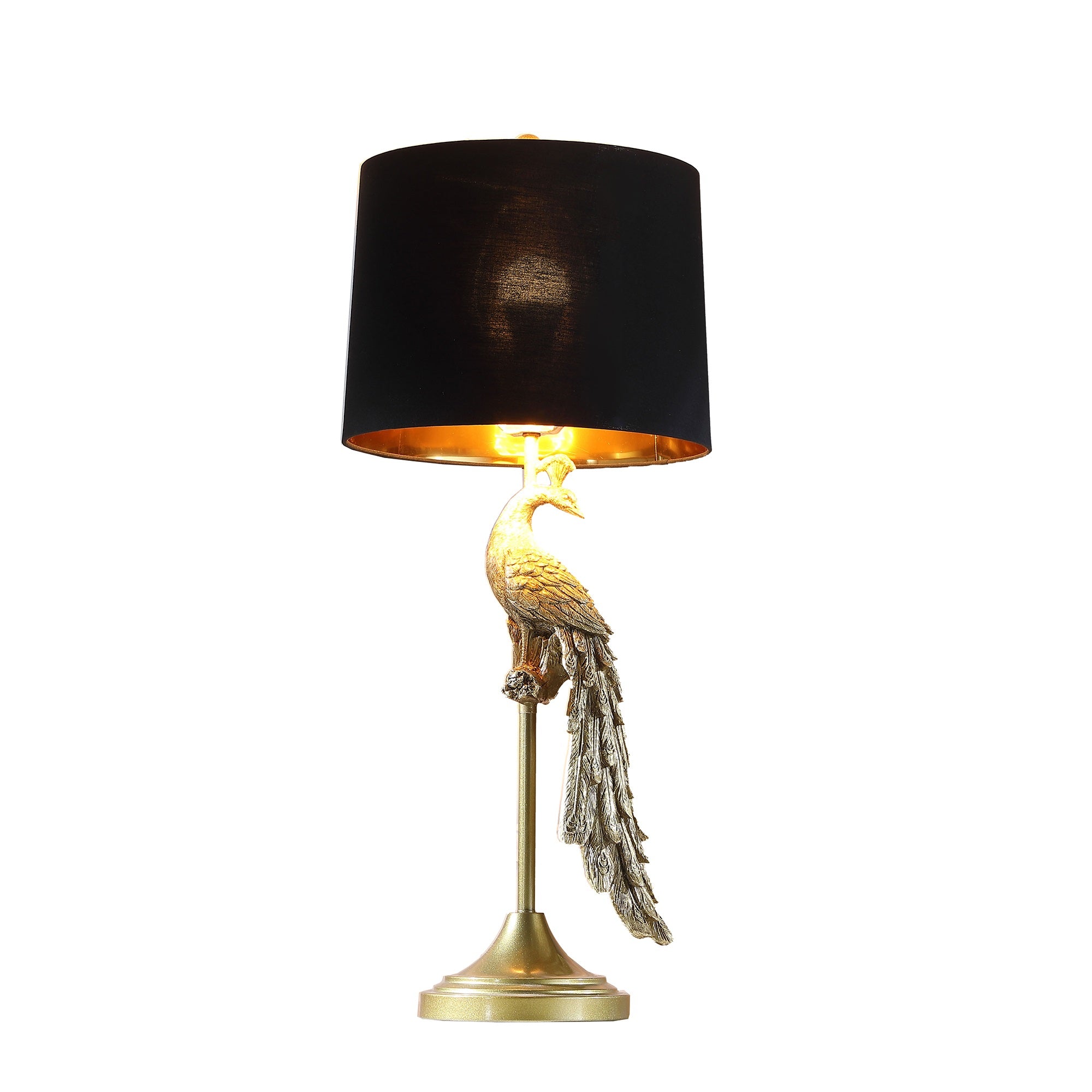 ORE International 29" Golden Peacock Pedestal Table Lamp, Modern Elegance, 12"L x 12"W, Model HBL2847