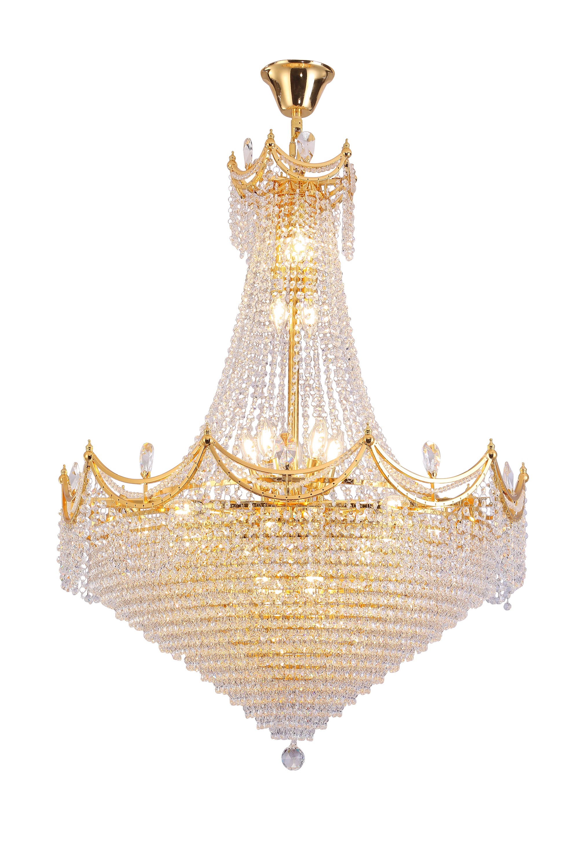 ORE International Crystal Chandelier with 22 LED Bulbs, 42-Inch, Neo Classical Design for Living Room, Hallway, Dining Room