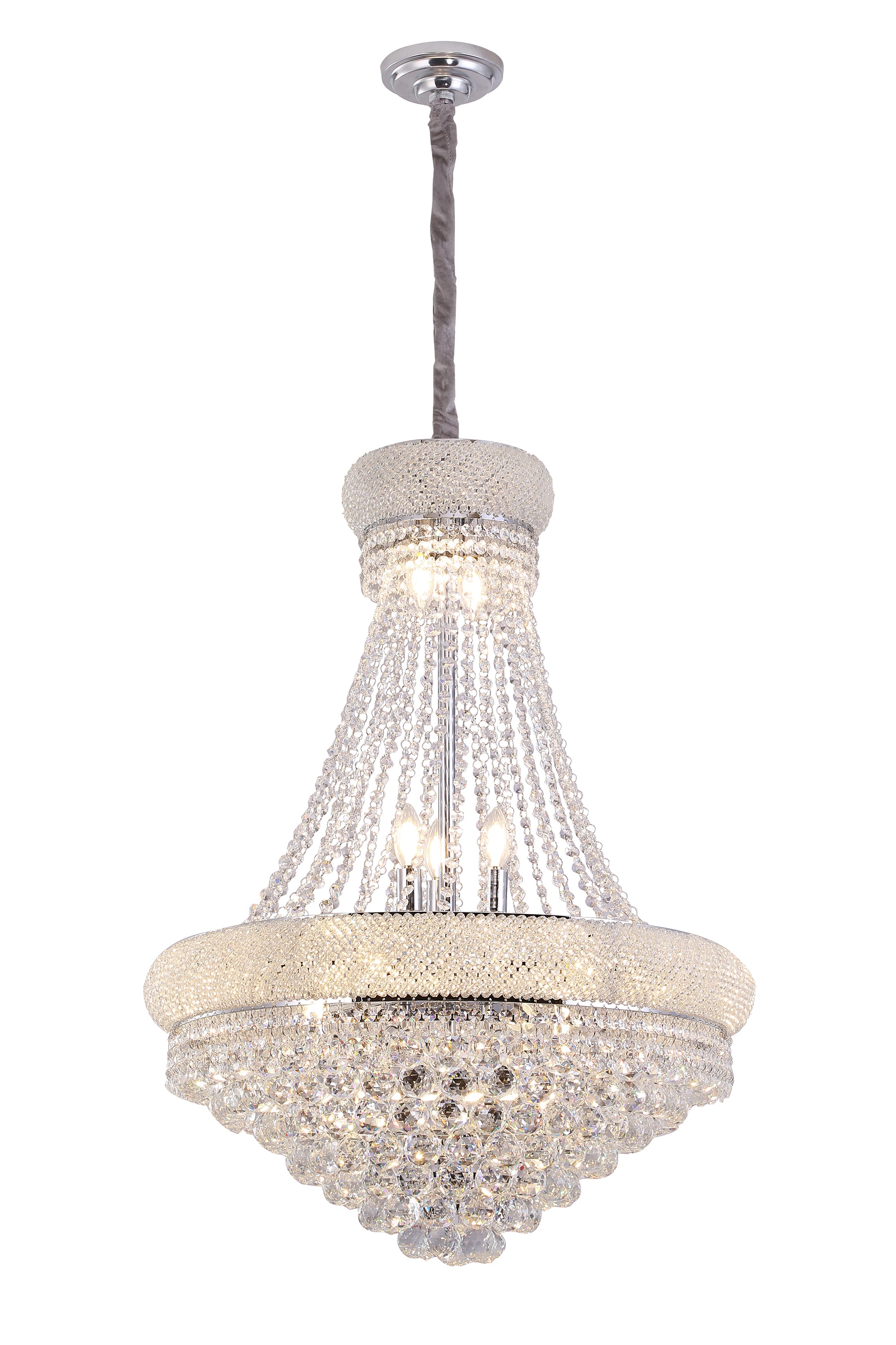 ORE International 36in K9 Crystal Chandelier - 14 LED Bulbs, Hardwired Ceiling Light for Living Room, Hallway, Dining Room