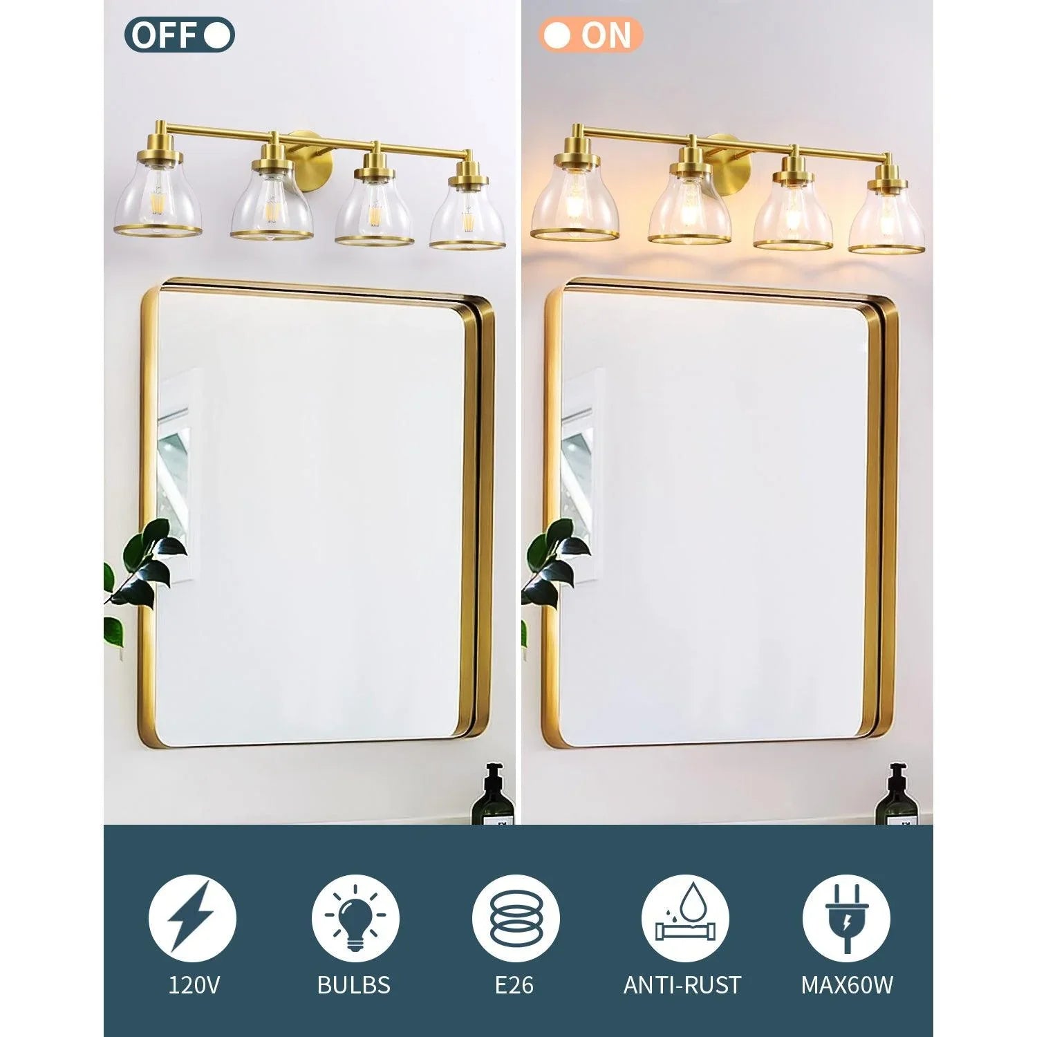 Hermosa Modern 4-Light Bathroom Vanity Light