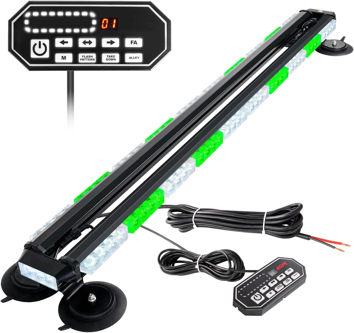47.1" Emergency Strobe Lights Bar with Control Double Side 86 LED Warning Light with 28 Strong Magnets Traffic Advisor