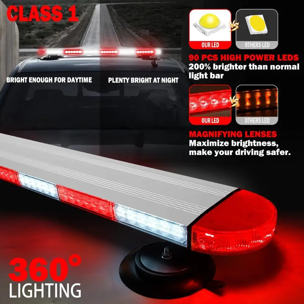 31 Inch Low Profile Rooftop Emergency Strobe Light Bar Full Aluminum 12V 1200 Lumens 130W Flashing Safety Warning for Car