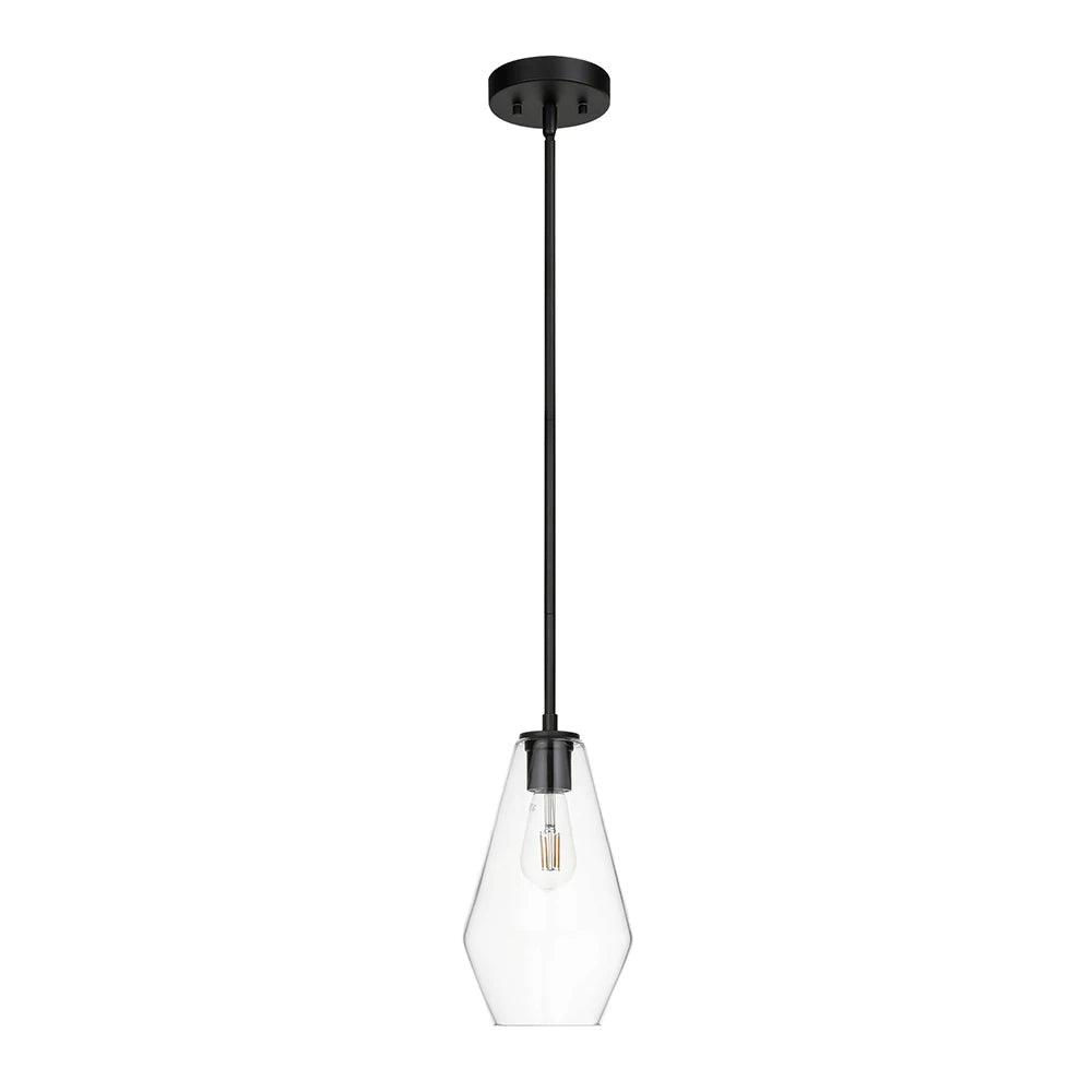 Glass Pendant Lighting Modern 1 Light Kitchen Pendant Light Fixture Black Adjustable Pendant Lamp for Kitchen Island Dining