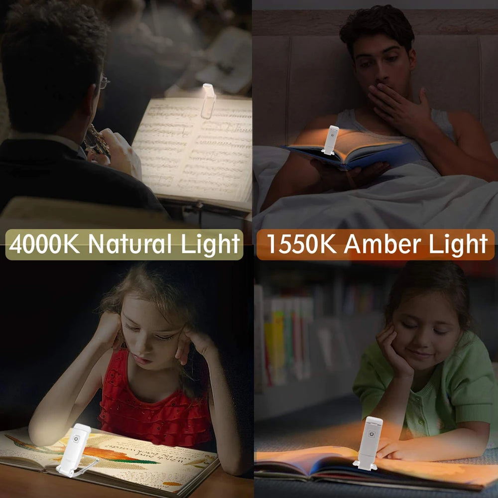 USB Rechargeable Book Reading Light Brightness Adjustable LED Clip on Book Light Eye Care Book Lamp for Kids Read Light