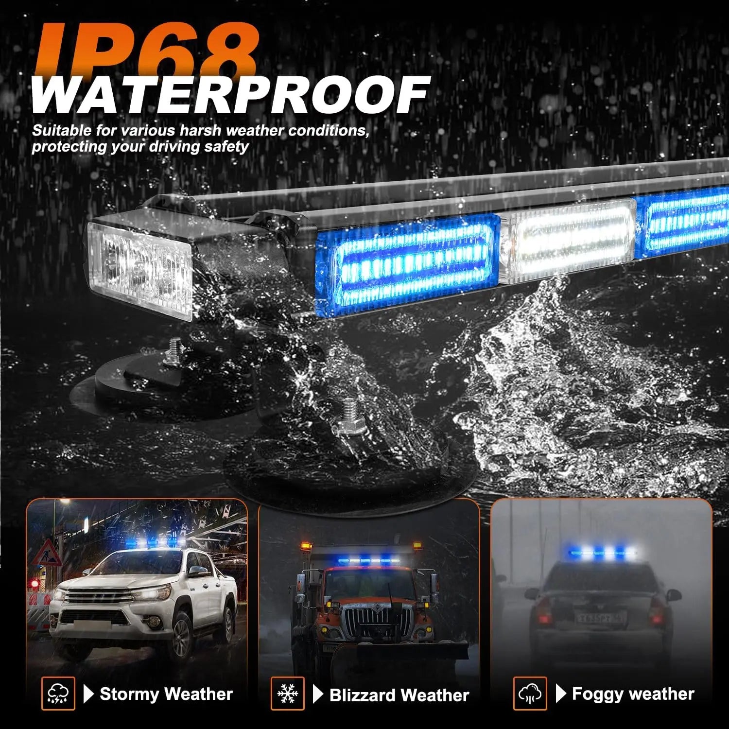 26inch 126 LED Emergency Rooftop Strobe Light Bar Controller Double-Side Warning Hazard OLIVER Fitment Traffic Light
