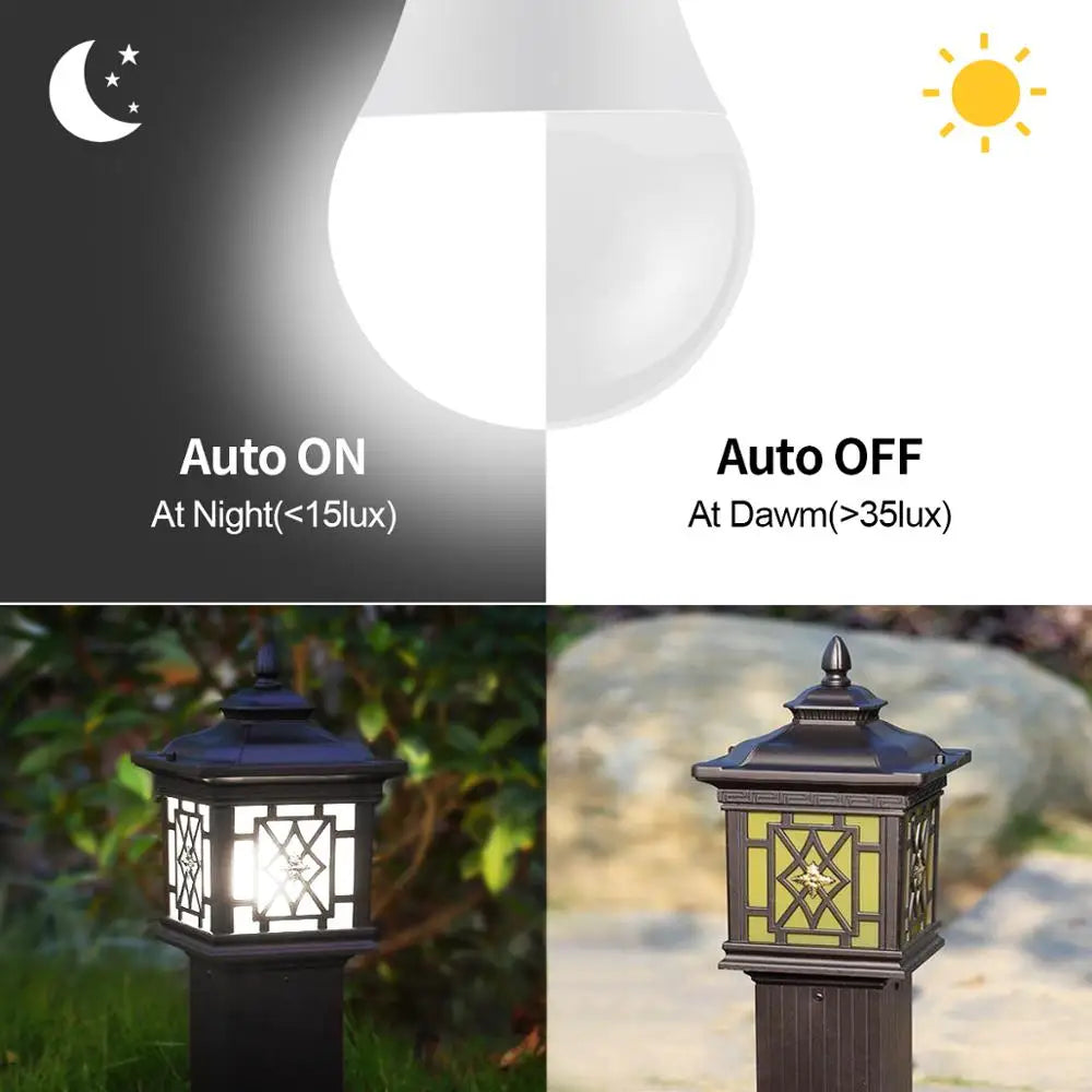 15W E27 LED Light Control Sensor Bulb 110V 220V Auto Dusk ON Dawn OFF LED Lamp Day Night Light For Garden Porch Outdoor Lighting