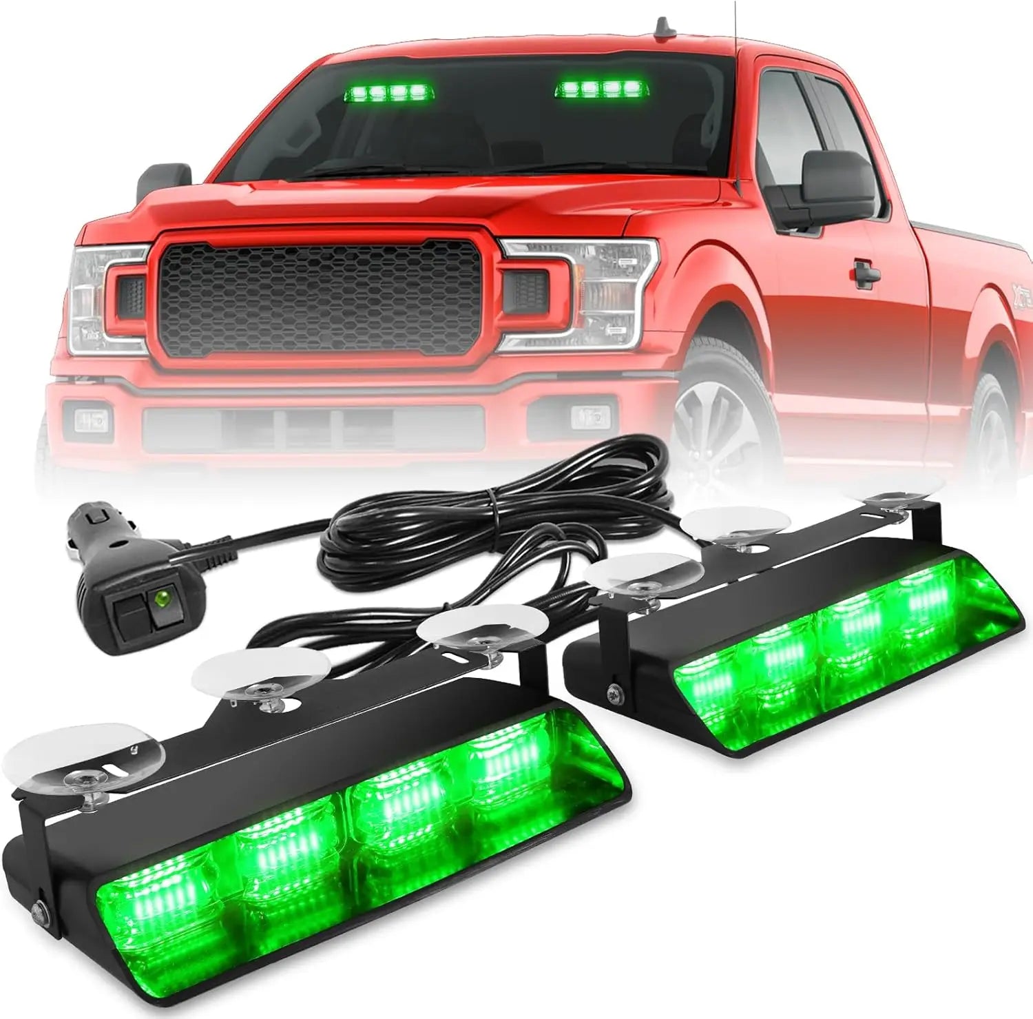 2x8.5 Inch 48LED Emergency Dash Strobe Lights Amber Safety Flashing Warning Lights for Trucks Construction Vehicles